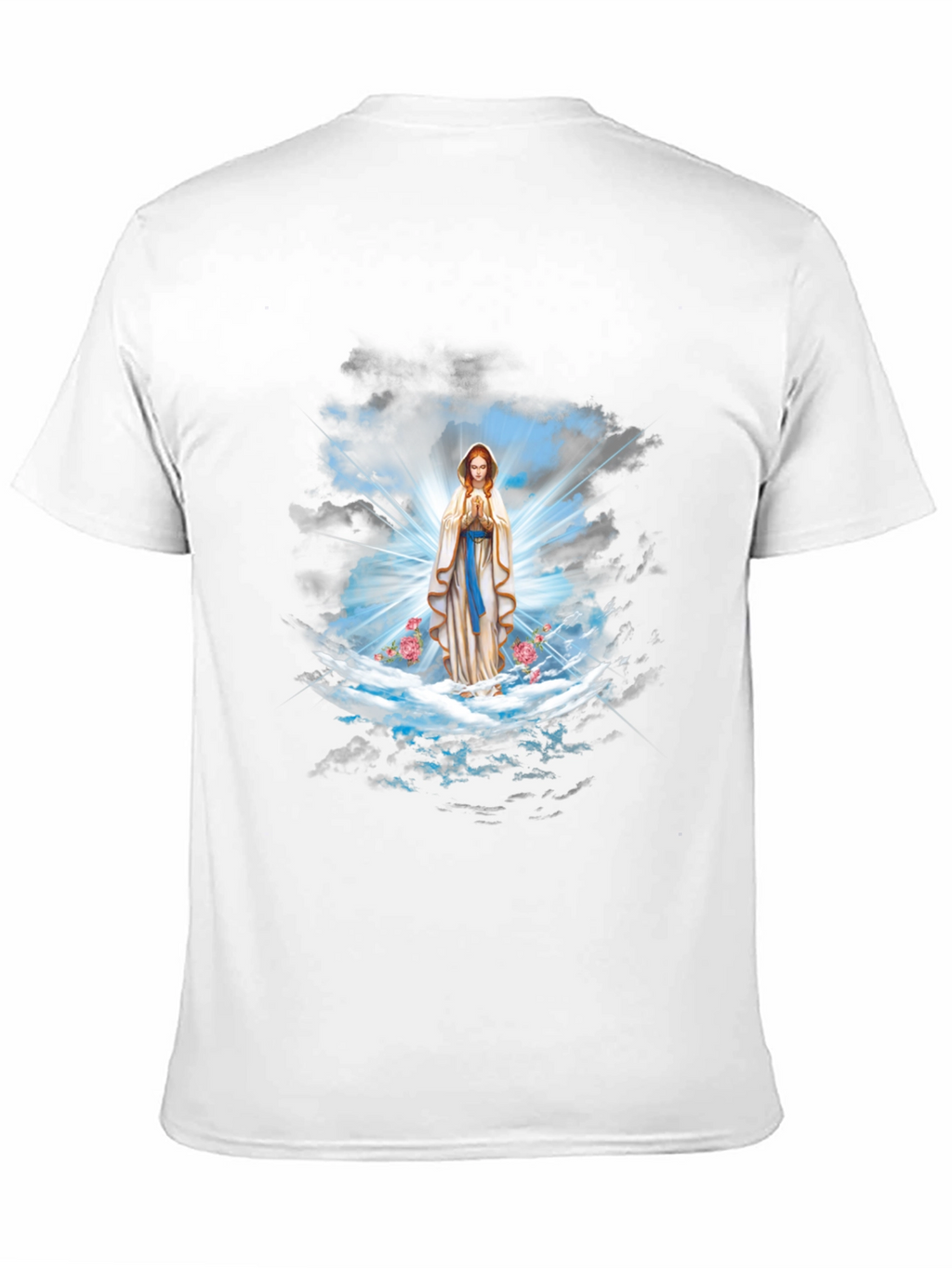 Religious Virgin Mary Graphic Print Black T-Shirt