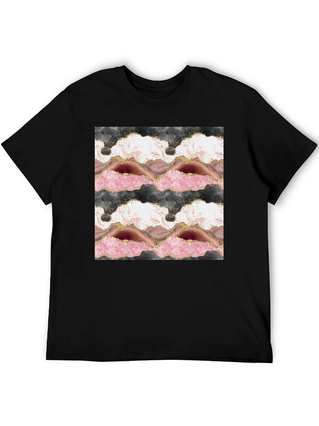 Trendy Agate Print Black T-Shirt