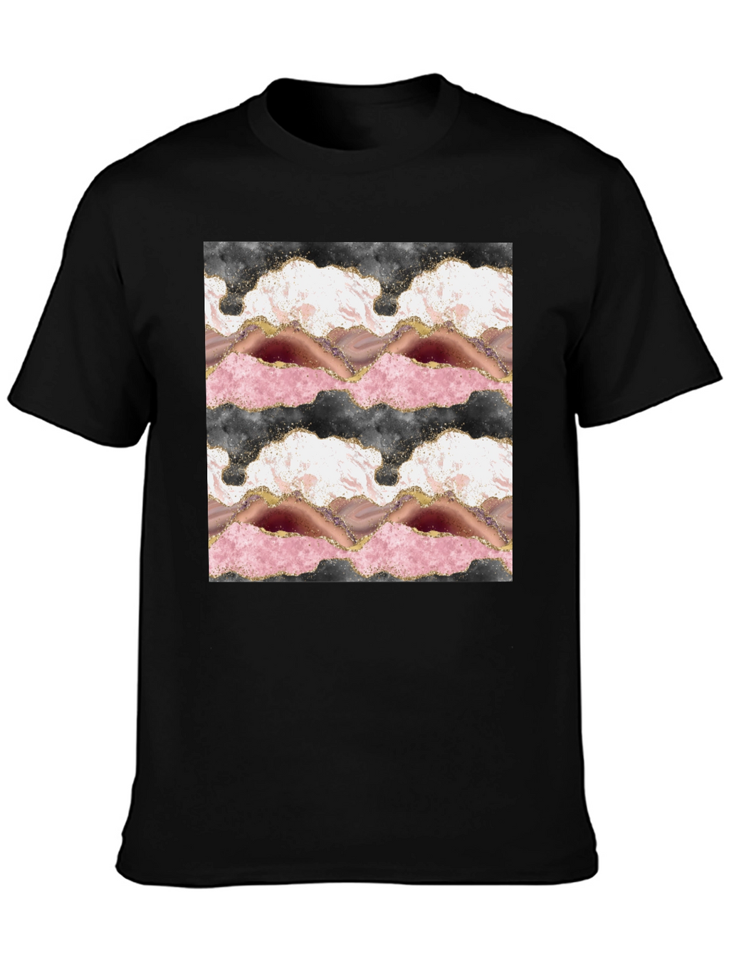 Trendy Agate Print Black T-Shirt