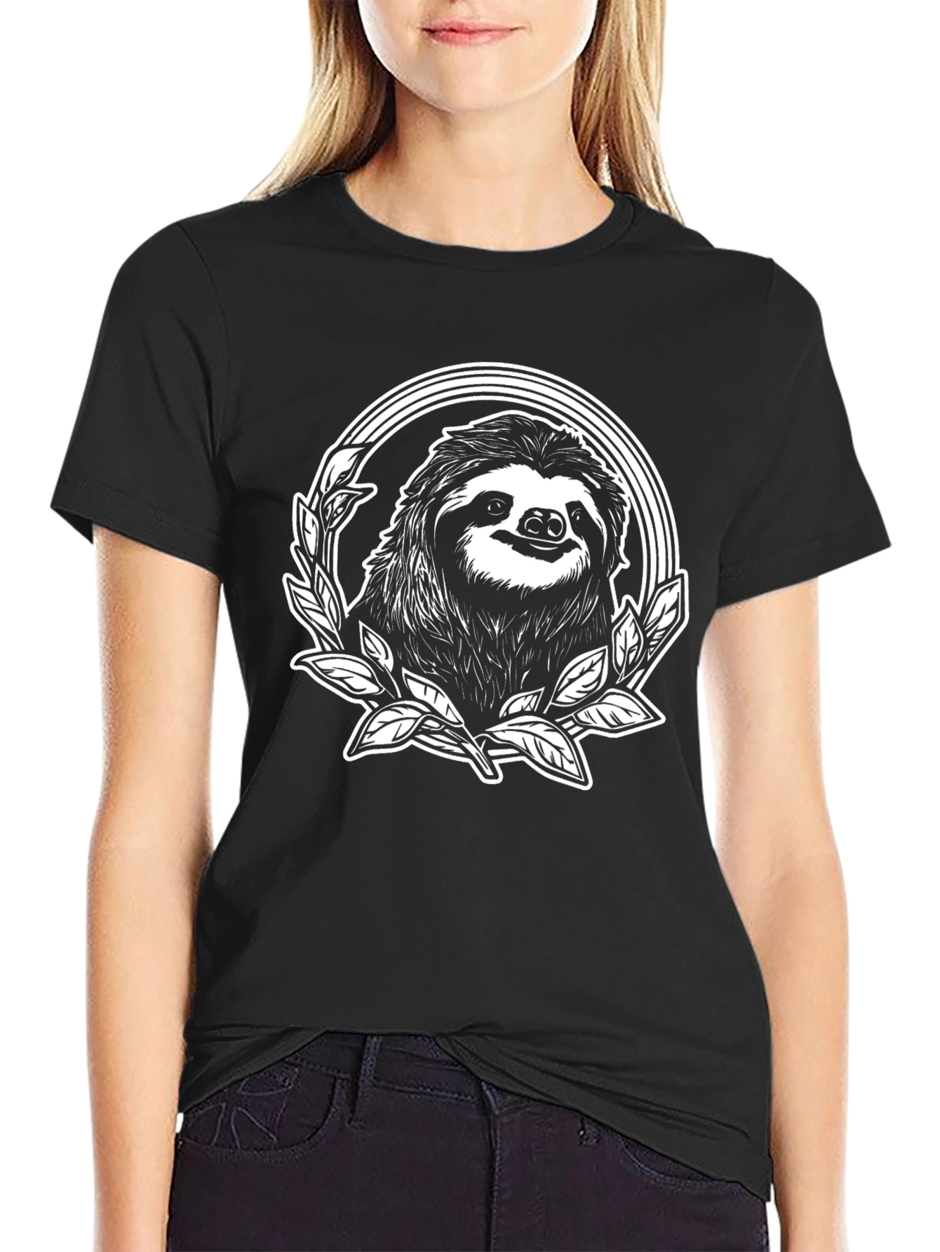 Sloth Graphic Tee - Black Cotton T-Shirt