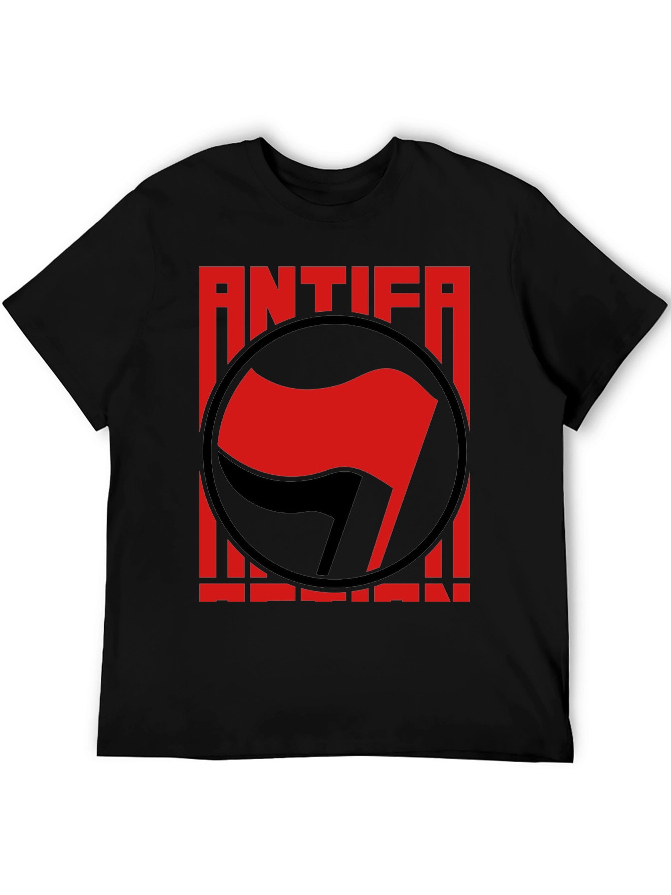 Antifa Anti-Fascist T-Shirt - Red Flag Graphic
