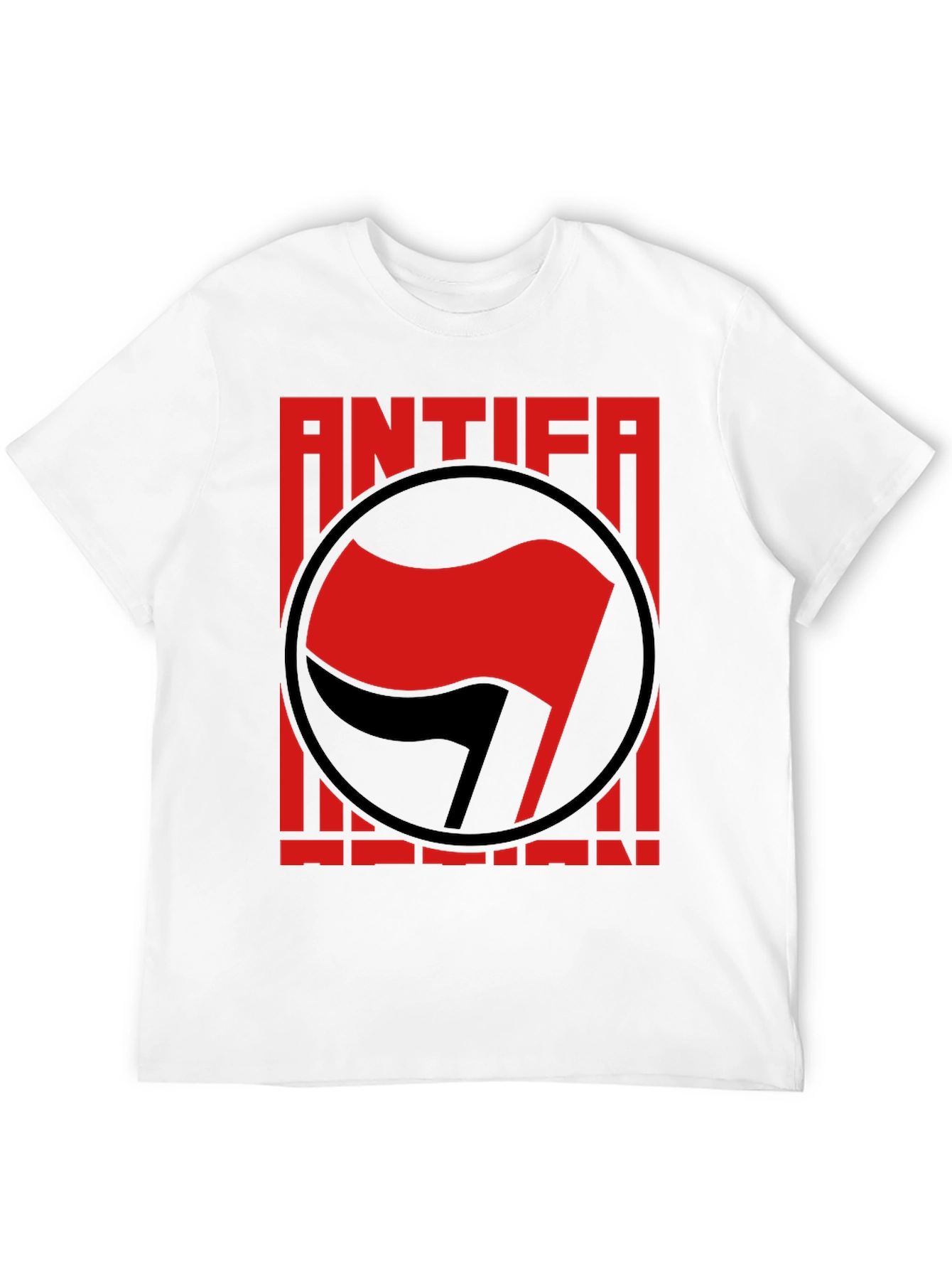 Antifa Anti-Fascist T-Shirt - Red Flag Graphic