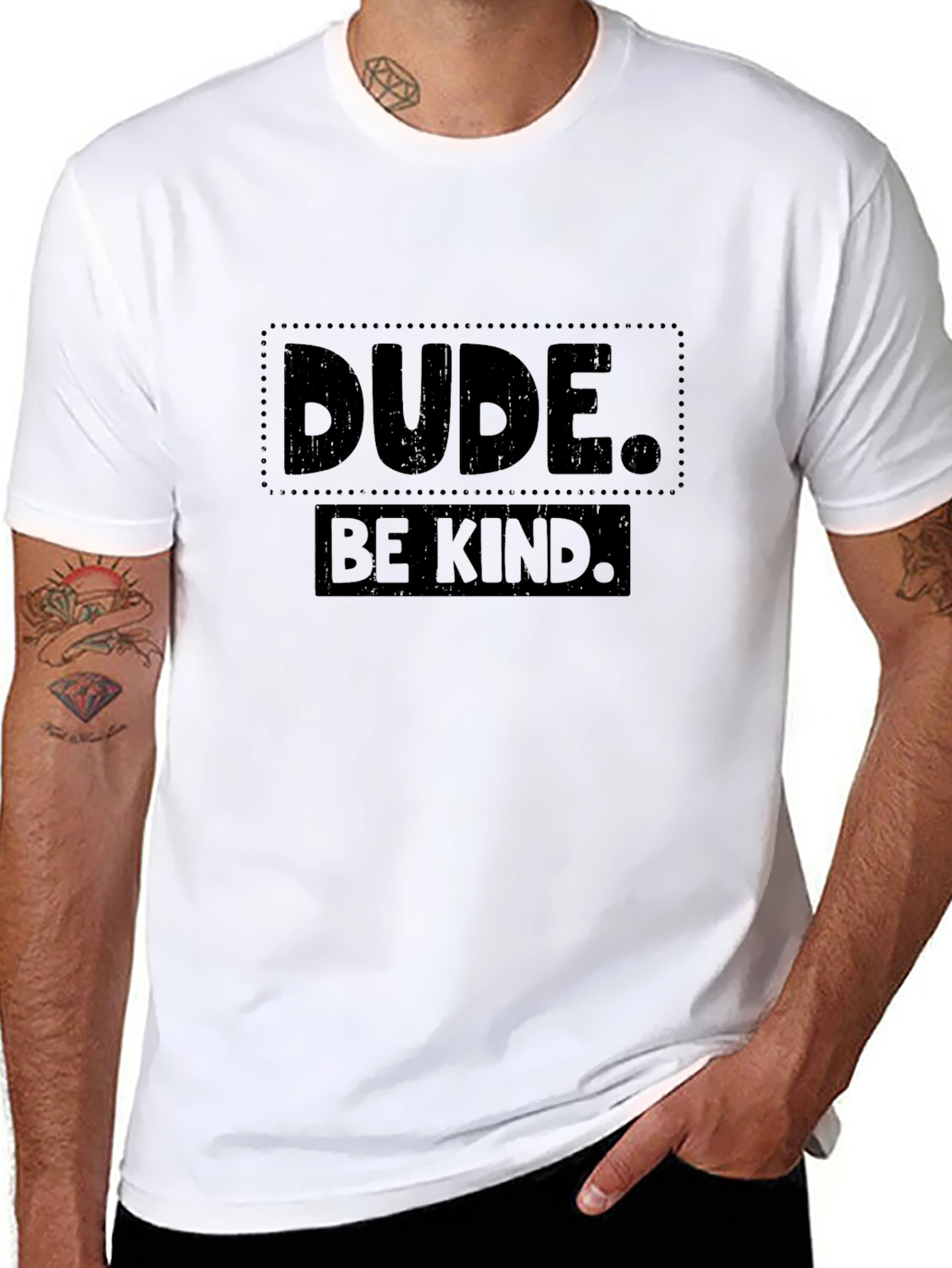 Dude Be Kind Graphic Tee - Black Cotton T-Shirt