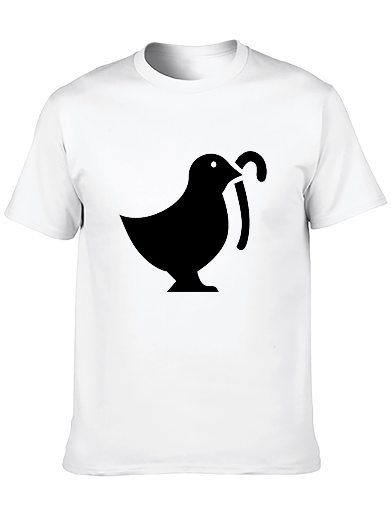 Mens Black T-Shirt with Bird & Cane Design