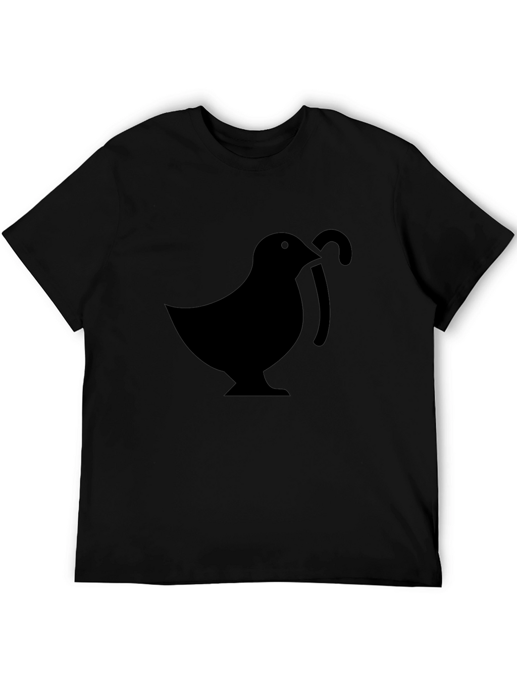 Mens Black T-Shirt with Bird & Cane Design