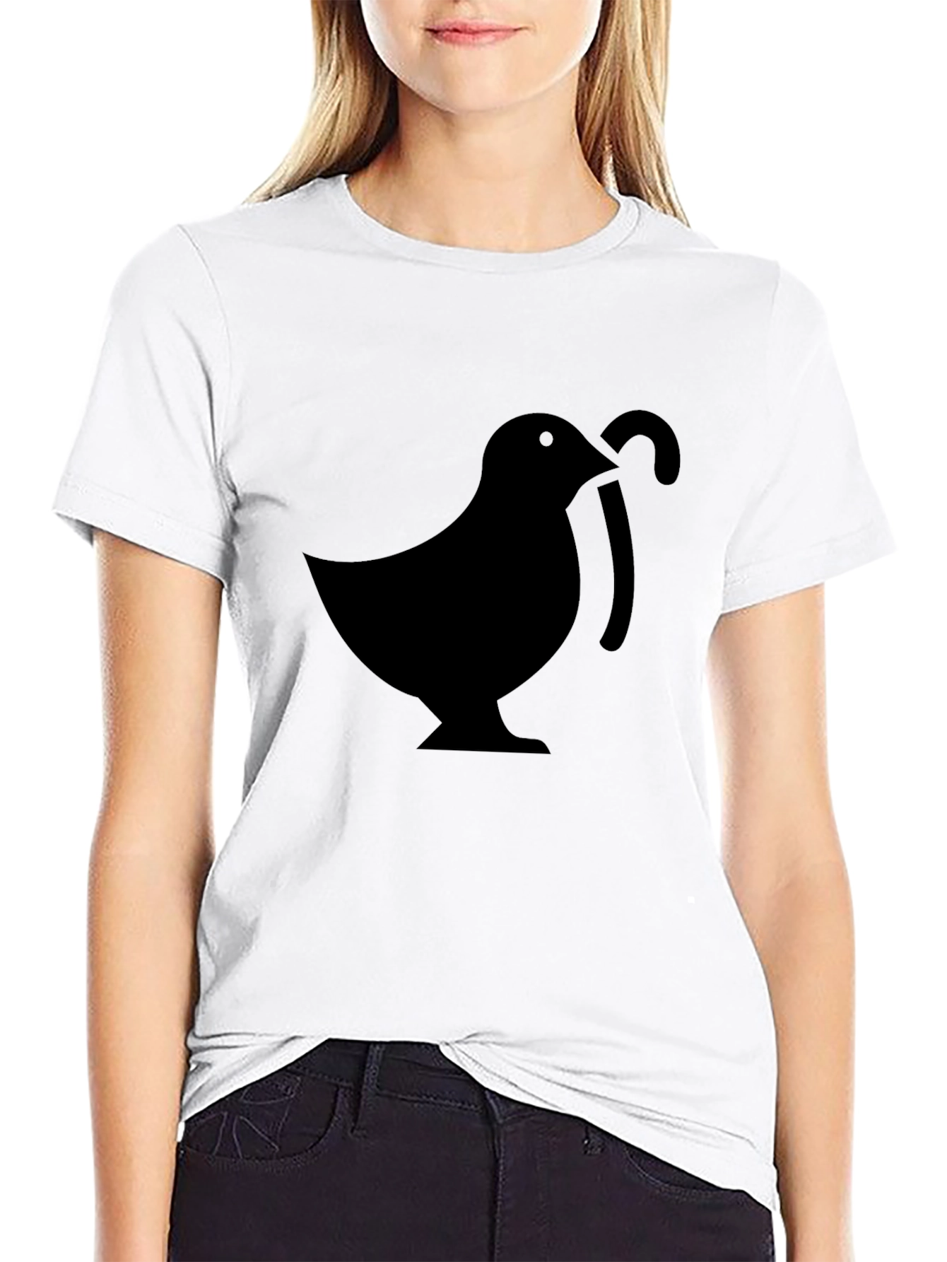 Mens Black T-Shirt with Bird & Cane Design