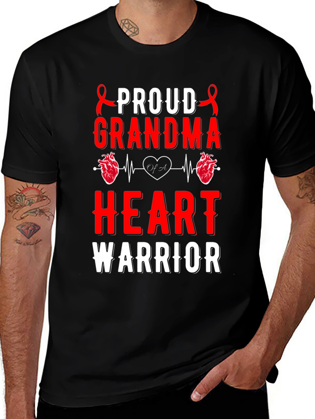 Proud Grandma Heart Warrior T-Shirt