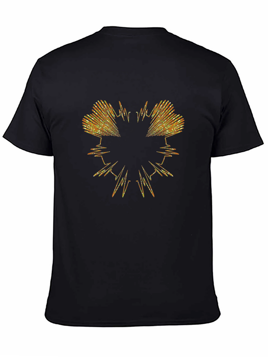 Golden Heartbeat Graphic T-Shirt - Black