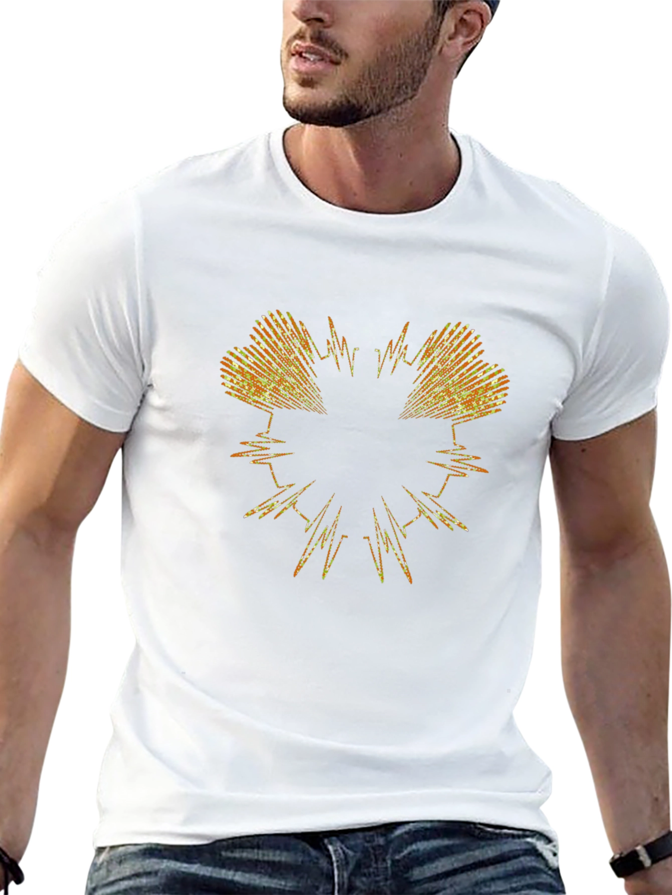Golden Heartbeat Graphic T-Shirt - Black