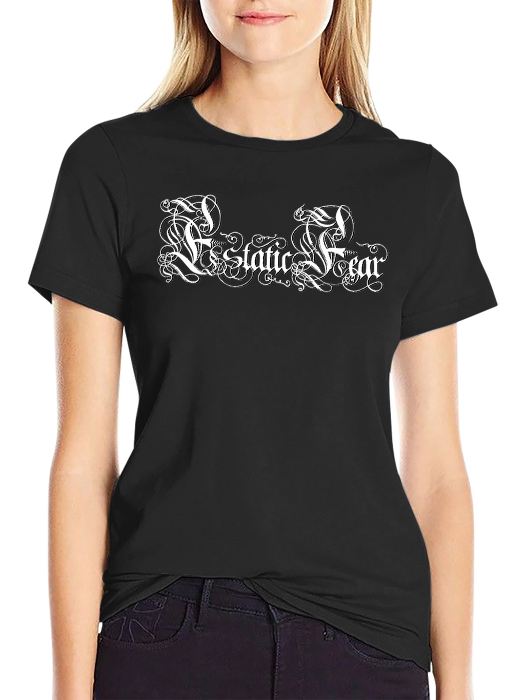 Ecstatic Fear Graphic Print Black T-Shirt