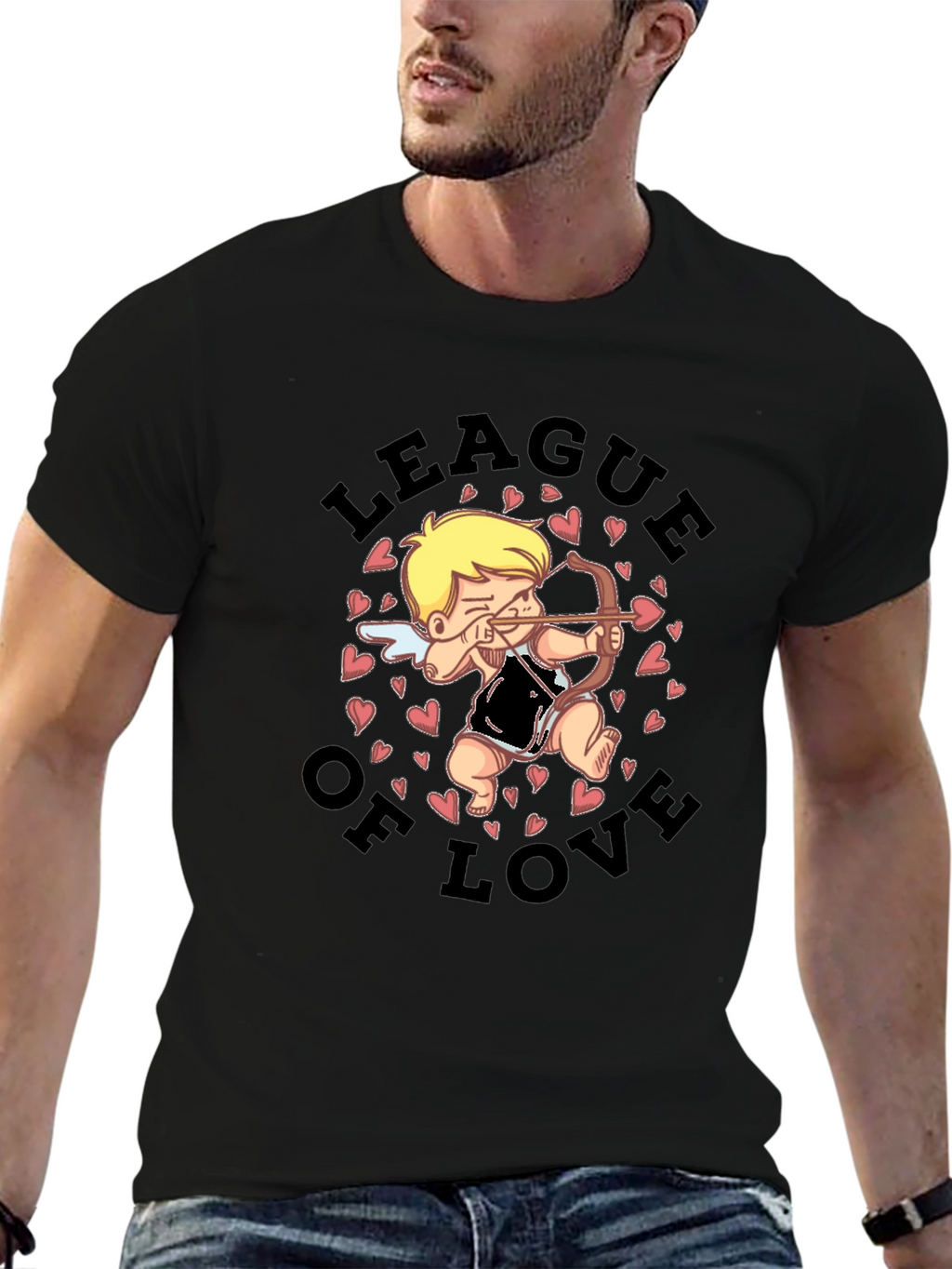 League of Love Cupid Graphic Black T-Shirt