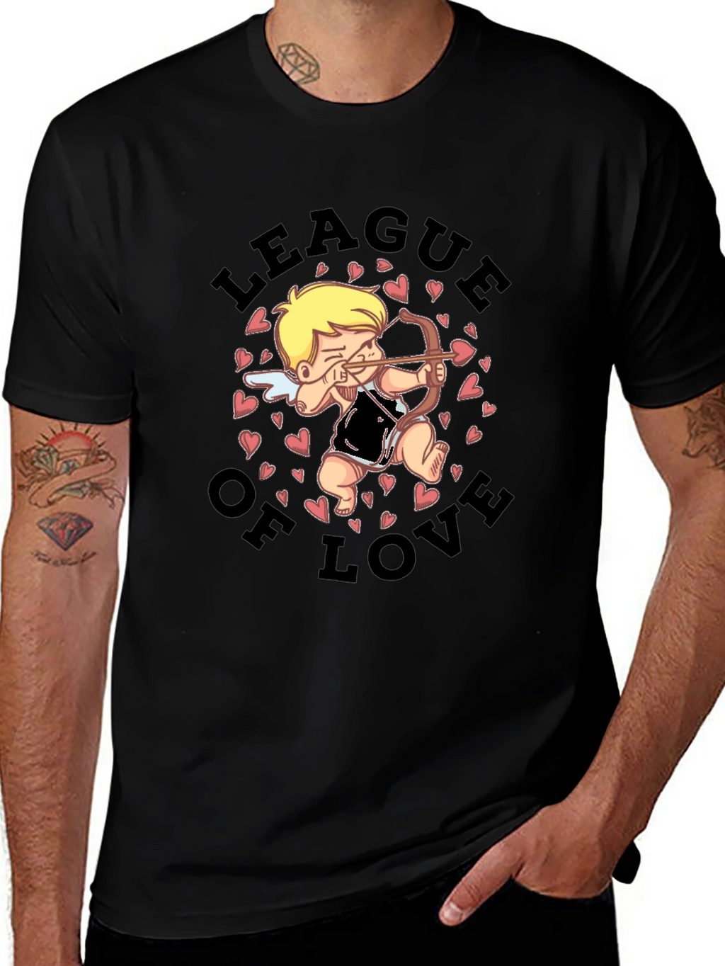 League of Love Cupid Graphic Black T-Shirt