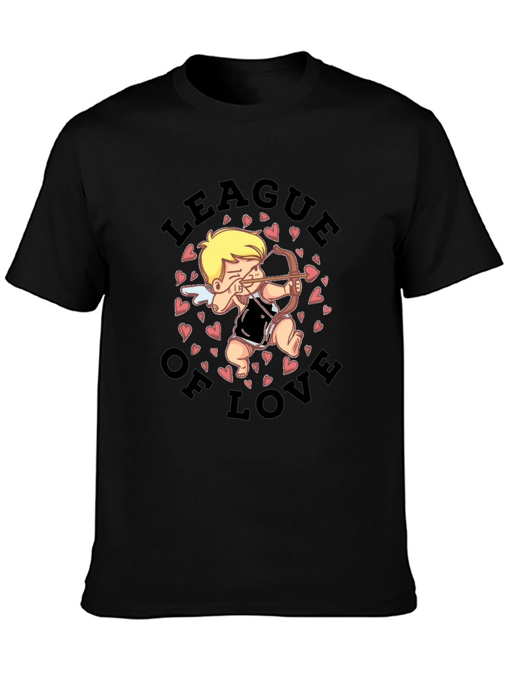 League of Love Cupid Graphic Black T-Shirt