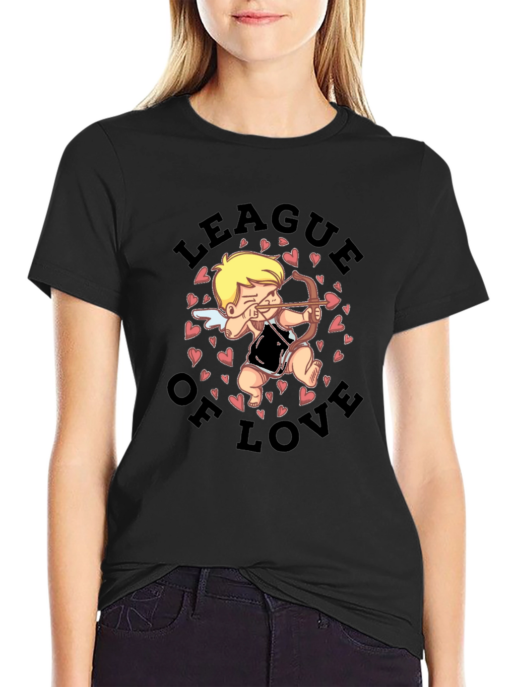 League of Love Cupid Graphic Black T-Shirt