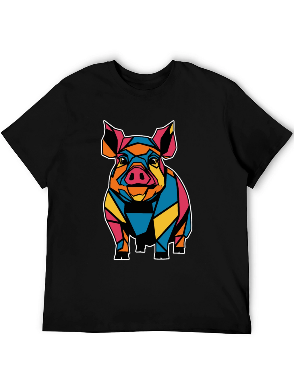 Geometric Pig Graphic Tee - Mens Black T-Shirt