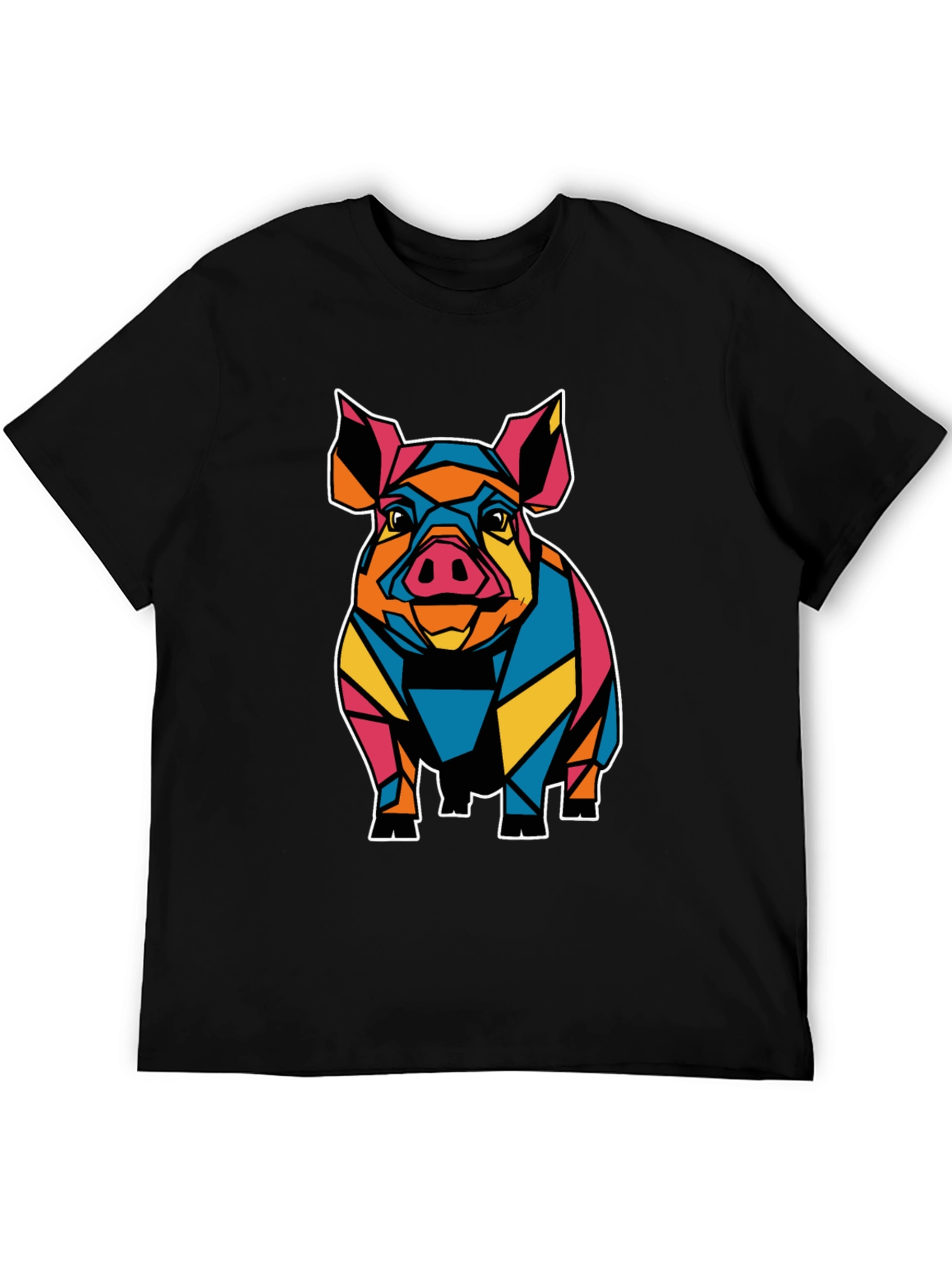 Geometric Pig Graphic Tee - Mens Black T-Shirt