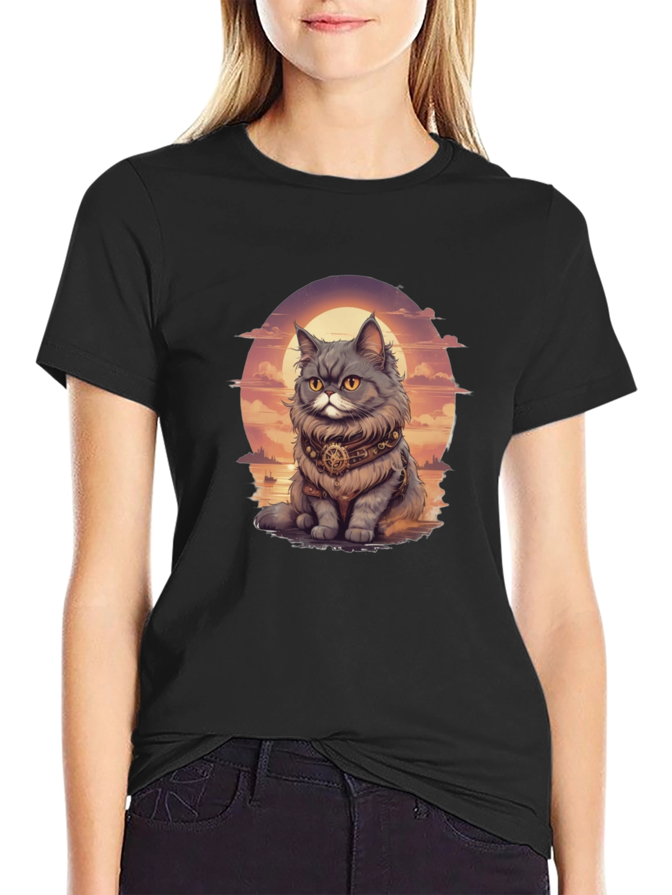 Steampunk Cat T-Shirt - Unique Graphic Tee