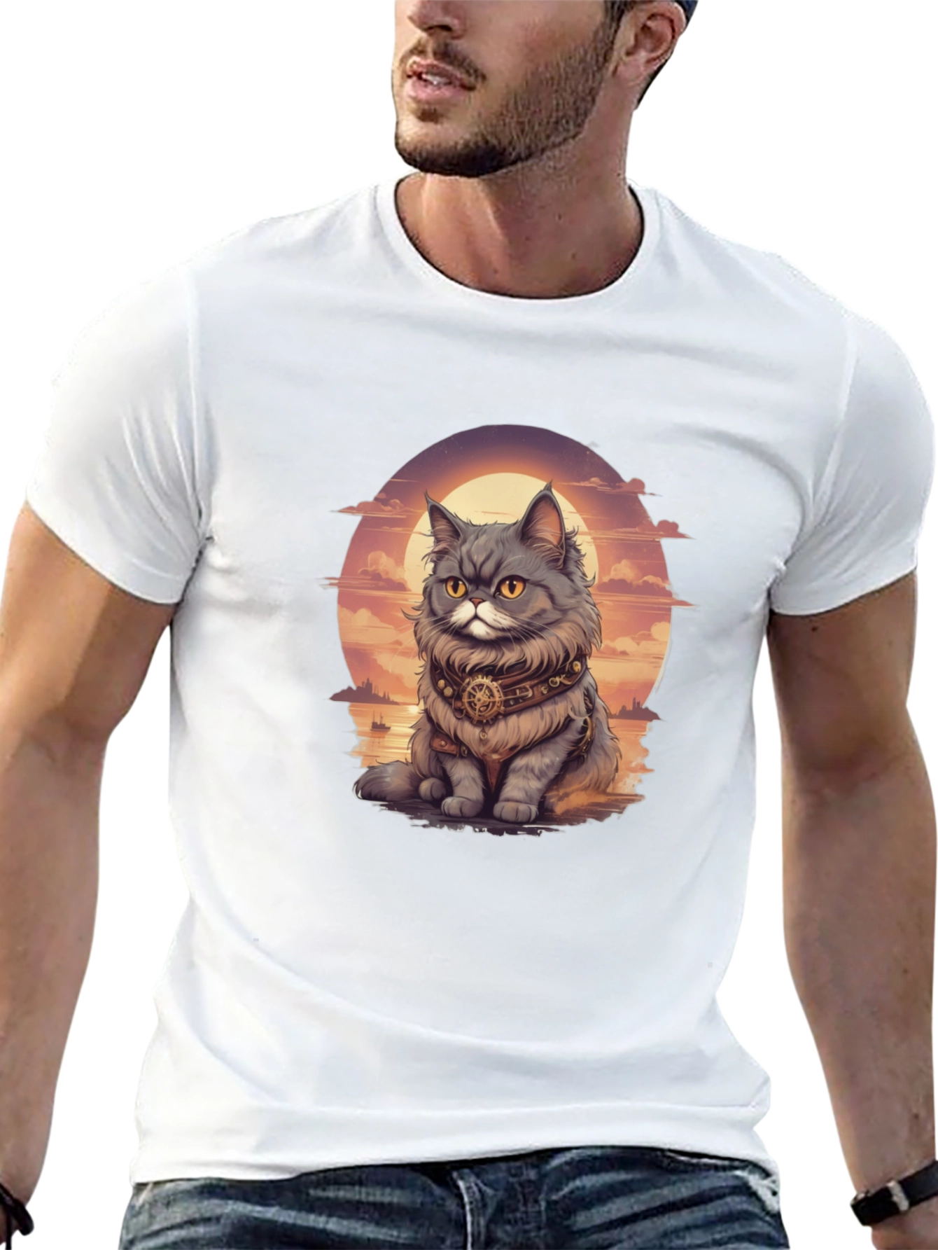 Steampunk Cat T-Shirt - Unique Graphic Tee