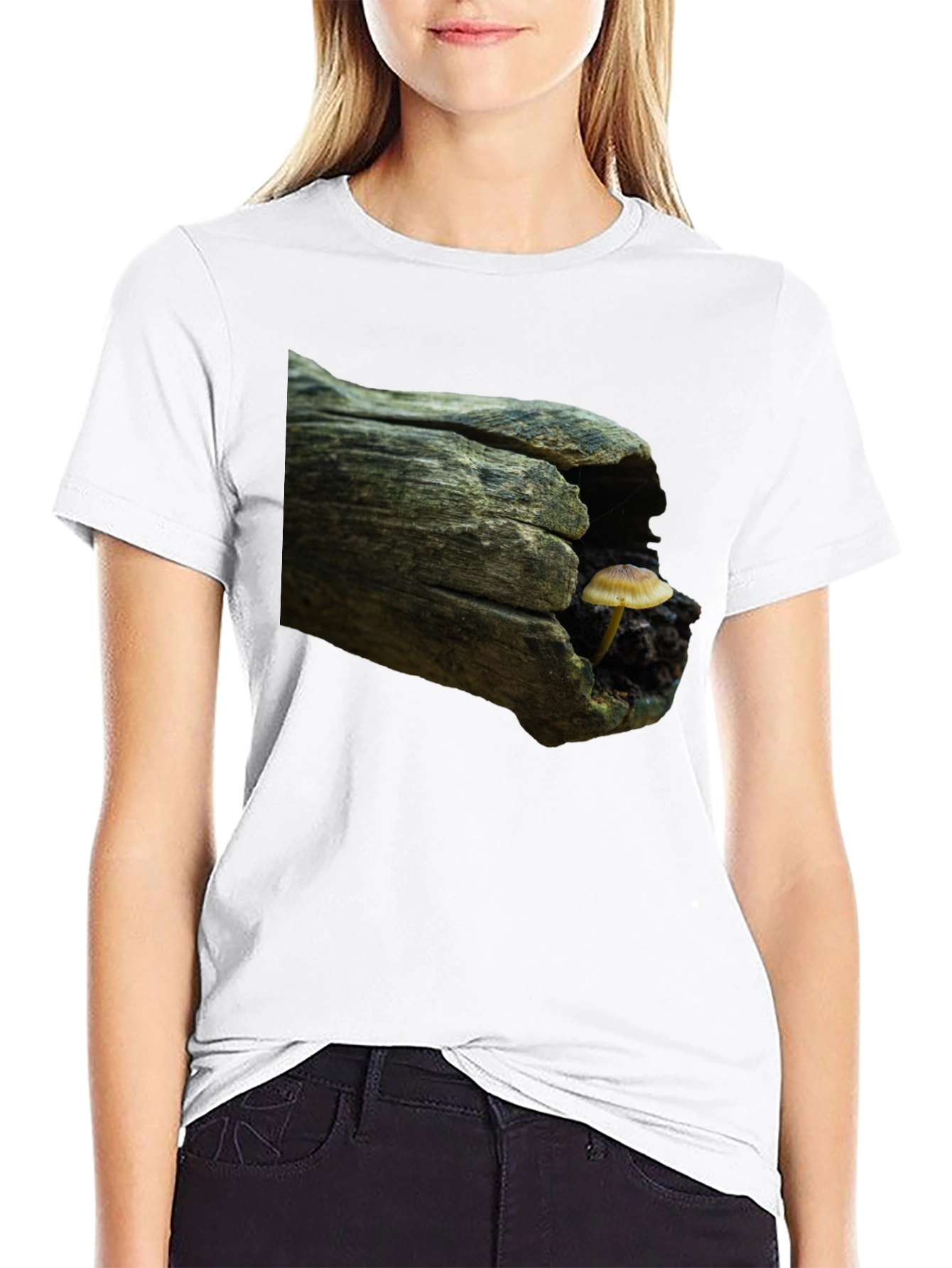 Mushroom Log Graphic Tee - Nature Inspired T-Shirt