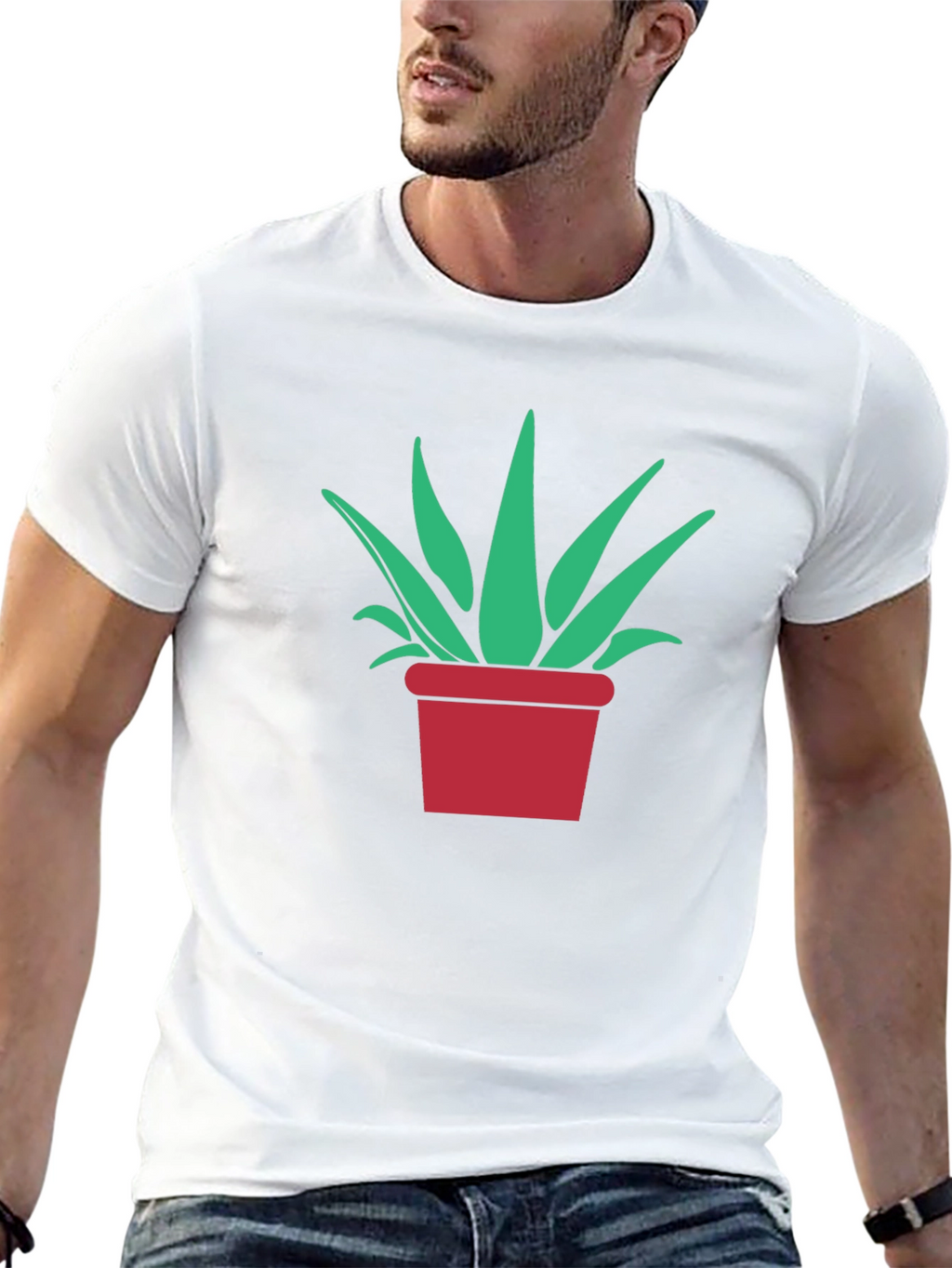 Potted Plant Graphic Tee - Modern Black T-Shirt