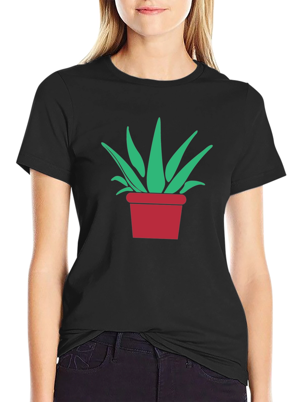 Potted Plant Graphic Tee - Modern Black T-Shirt