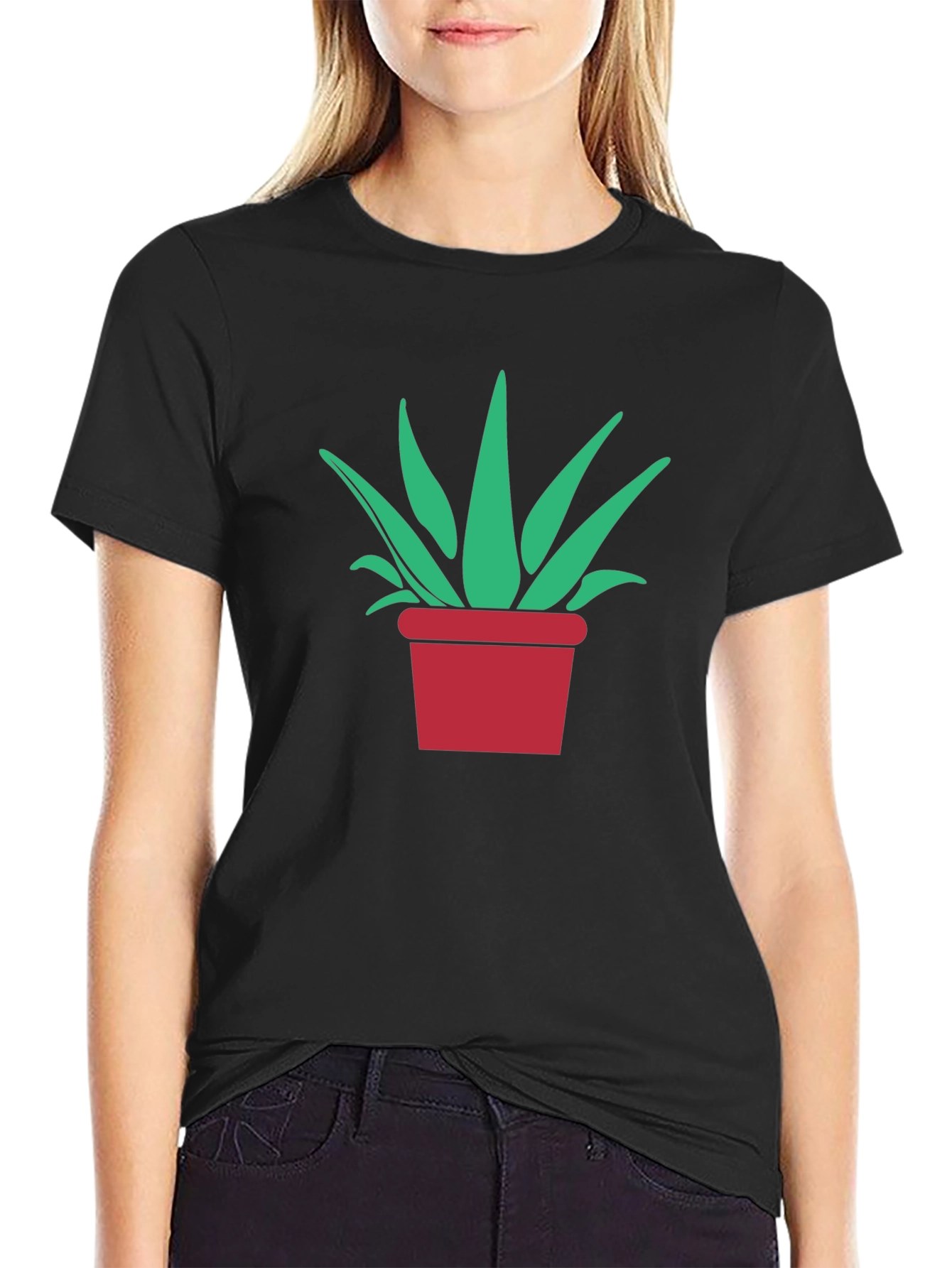 Potted Plant Graphic Tee - Modern Black T-Shirt