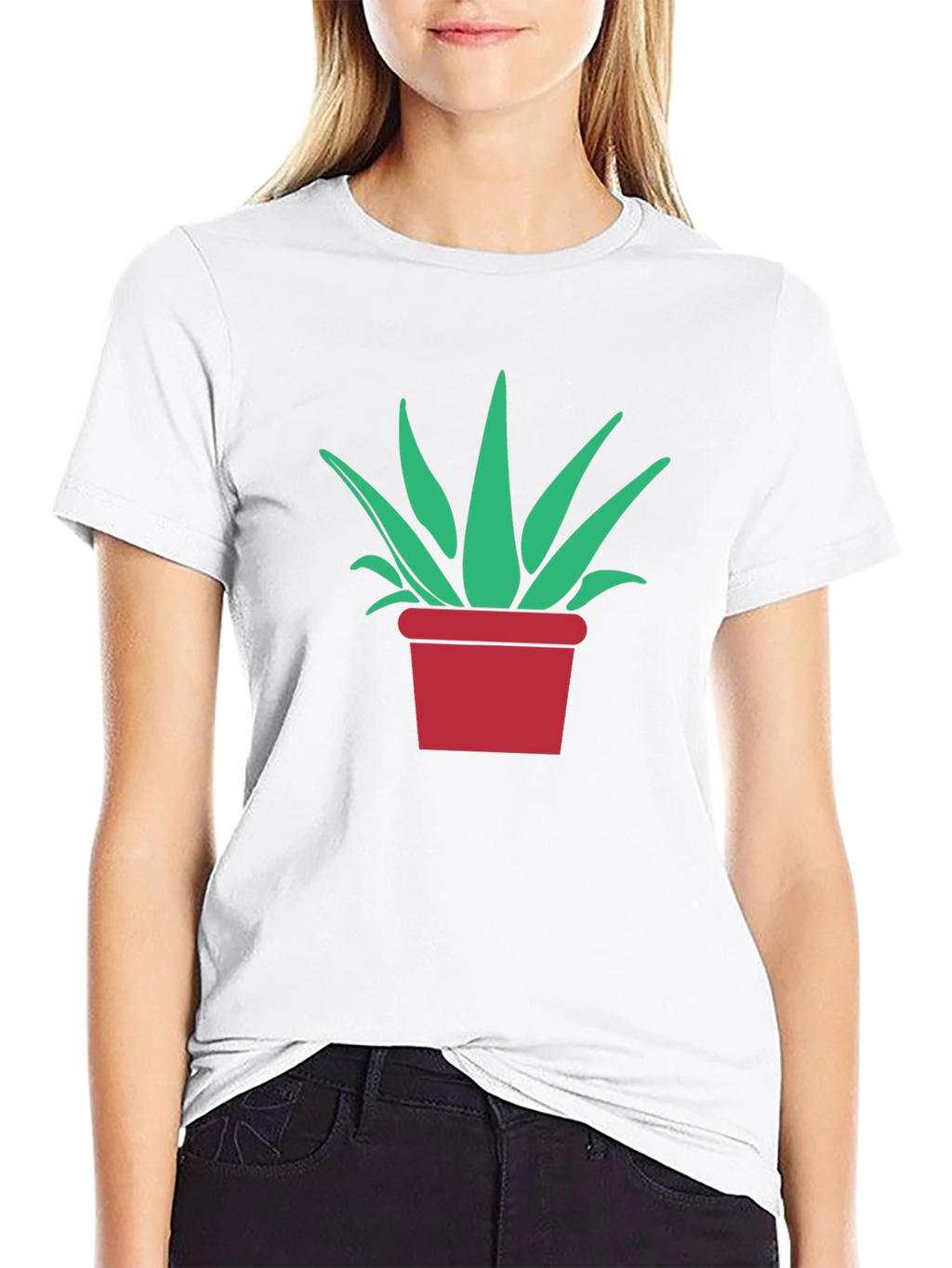 Potted Plant Graphic Tee - Modern Black T-Shirt