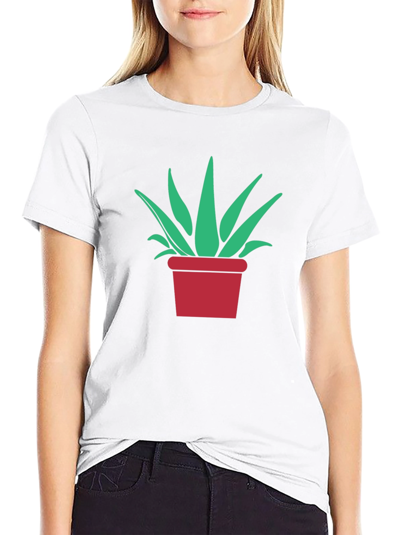 Potted Plant Graphic Tee - Modern Black T-Shirt
