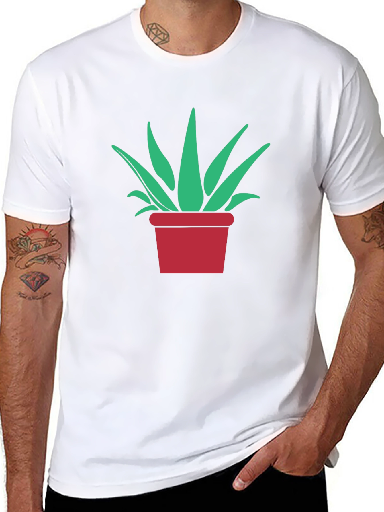 Potted Plant Graphic Tee - Modern Black T-Shirt