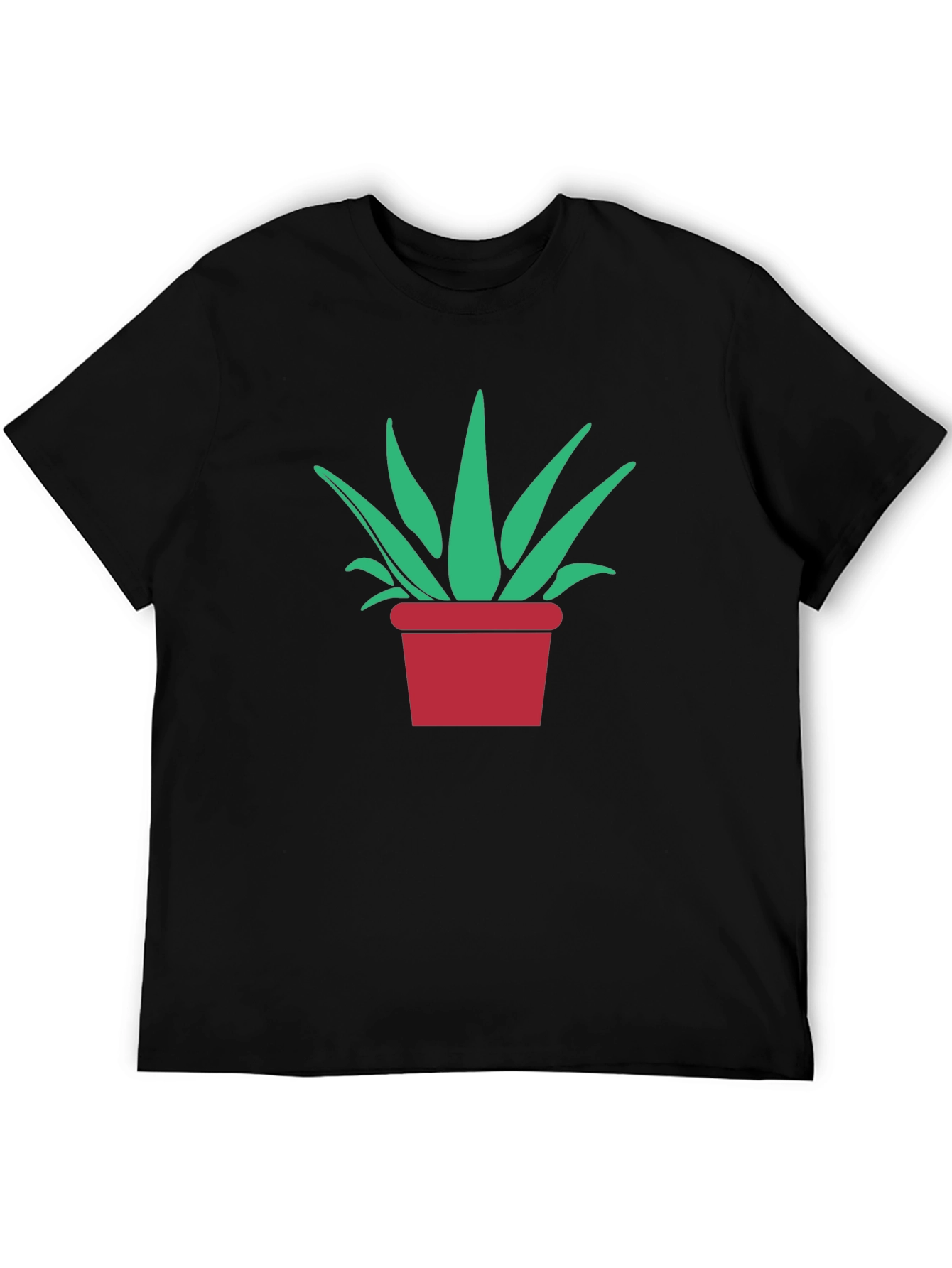 Potted Plant Graphic Tee - Modern Black T-Shirt