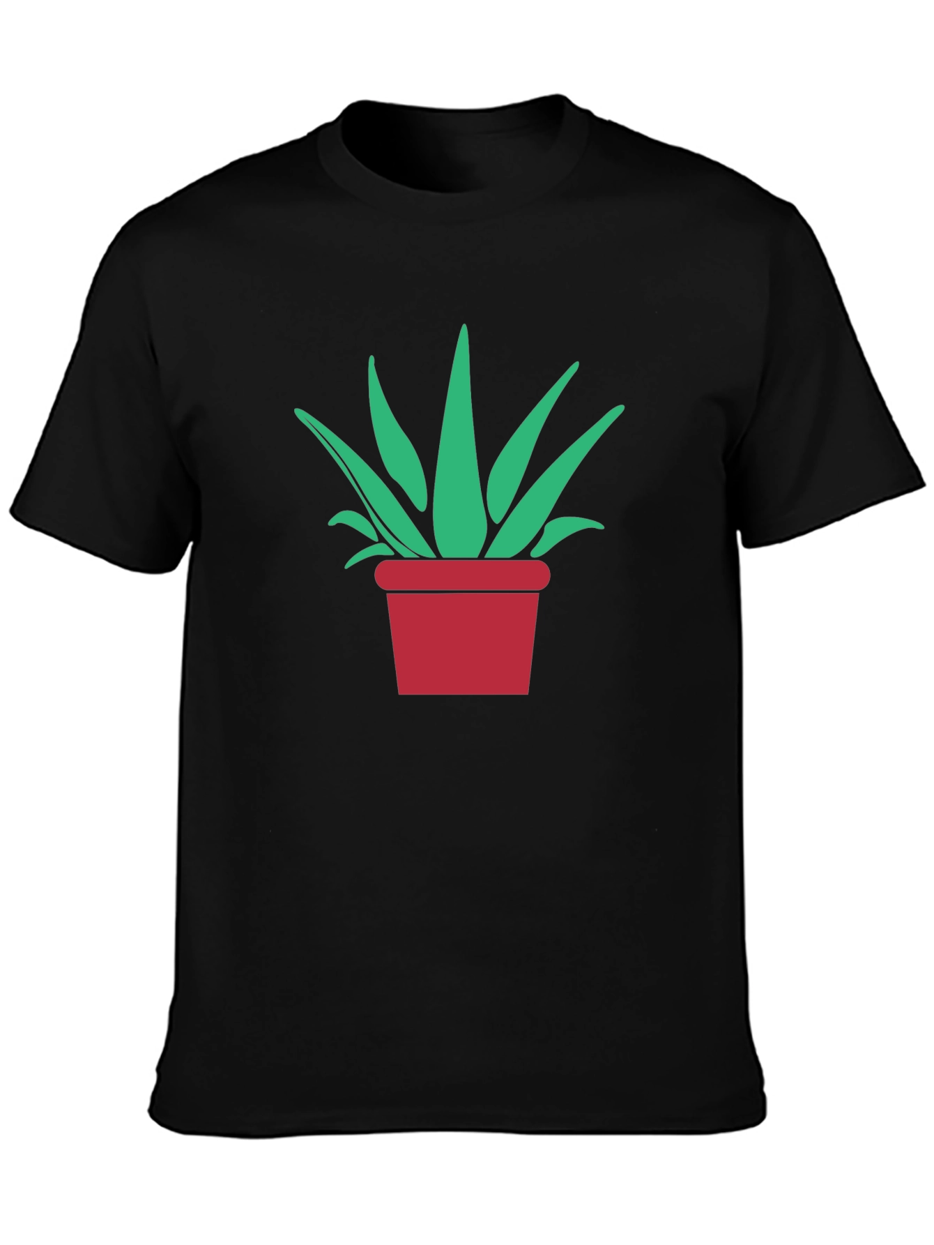 Potted Plant Graphic Tee - Modern Black T-Shirt