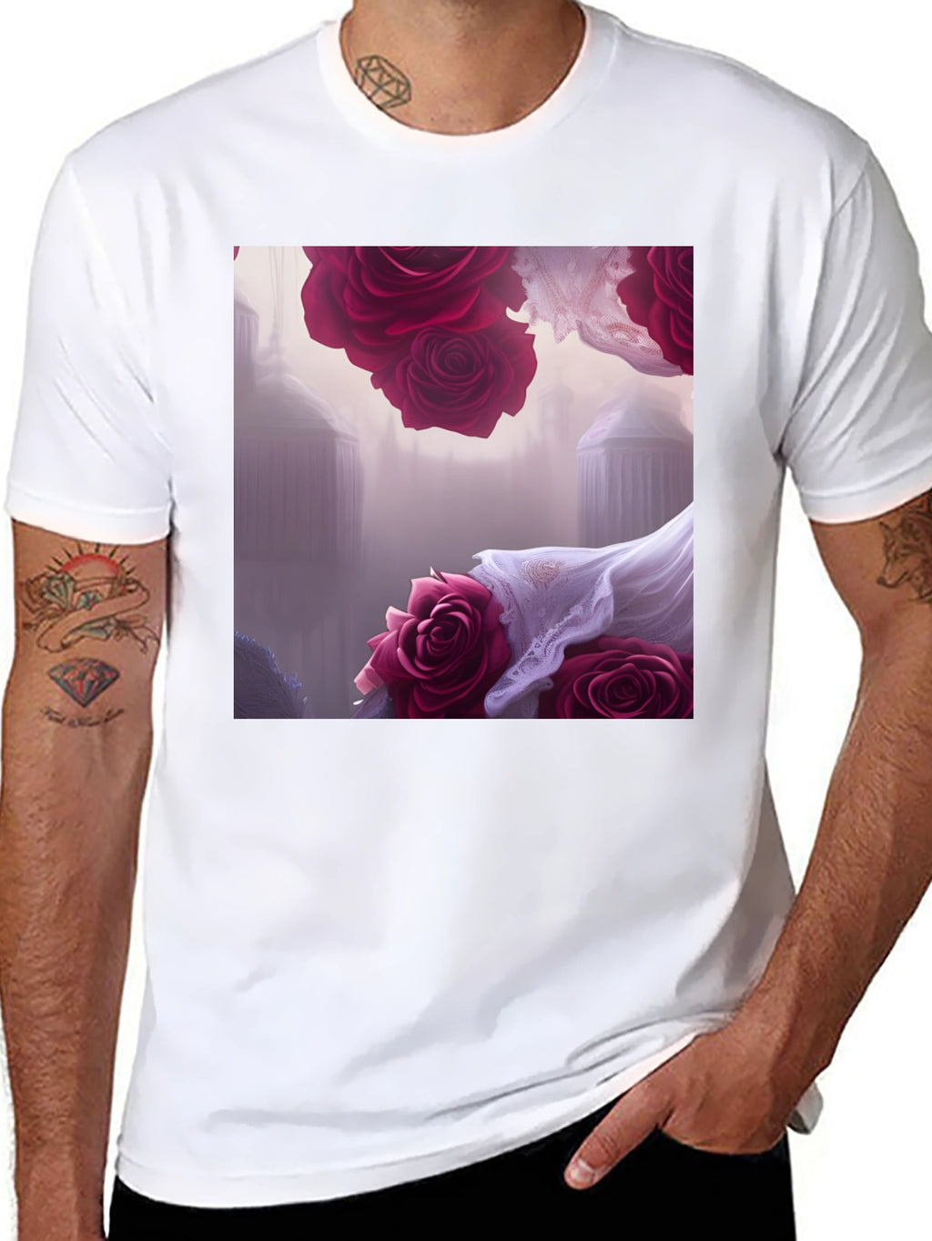 Floral Fantasy T-Shirt - Elegant Rose Design