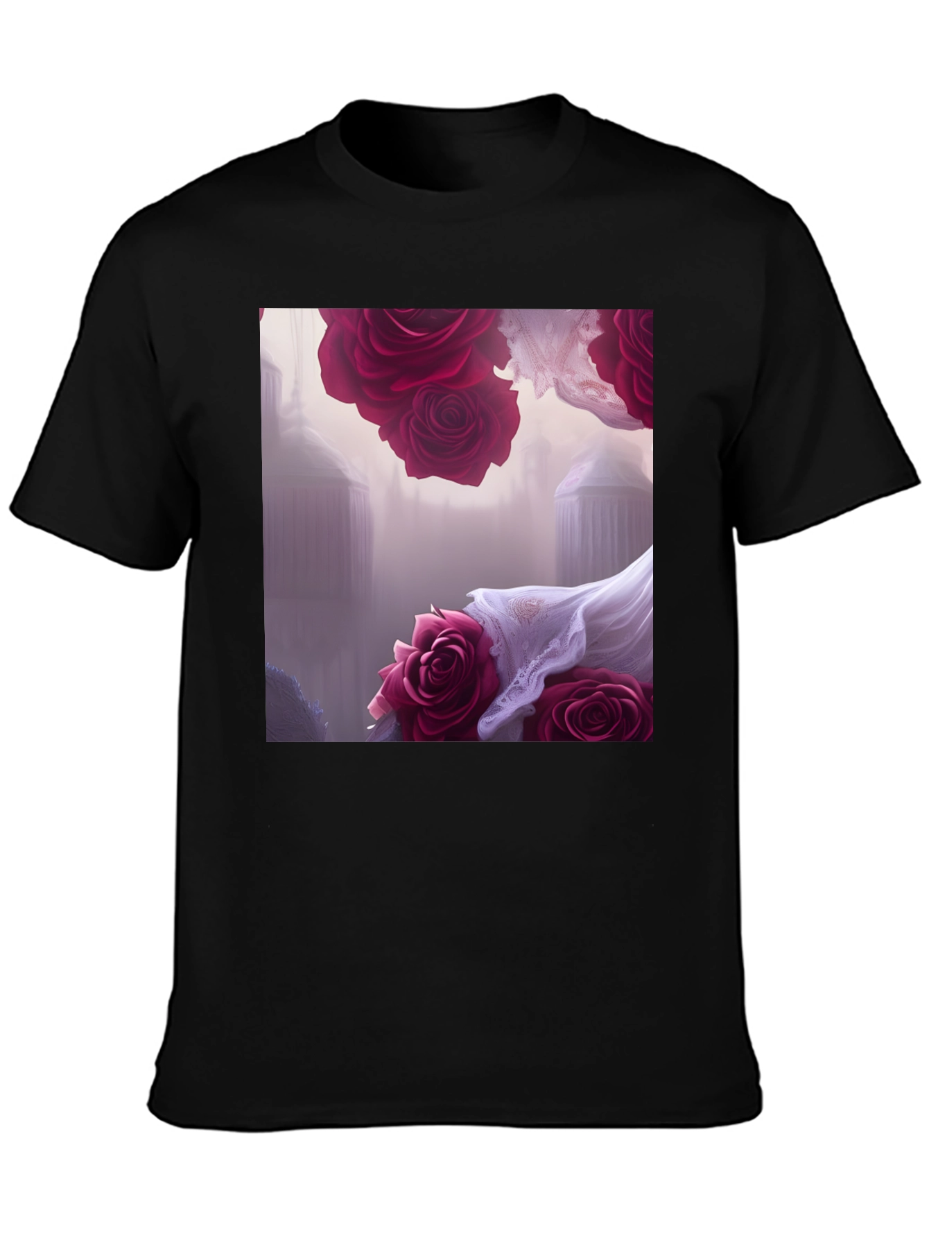 Floral Fantasy T-Shirt - Elegant Rose Design