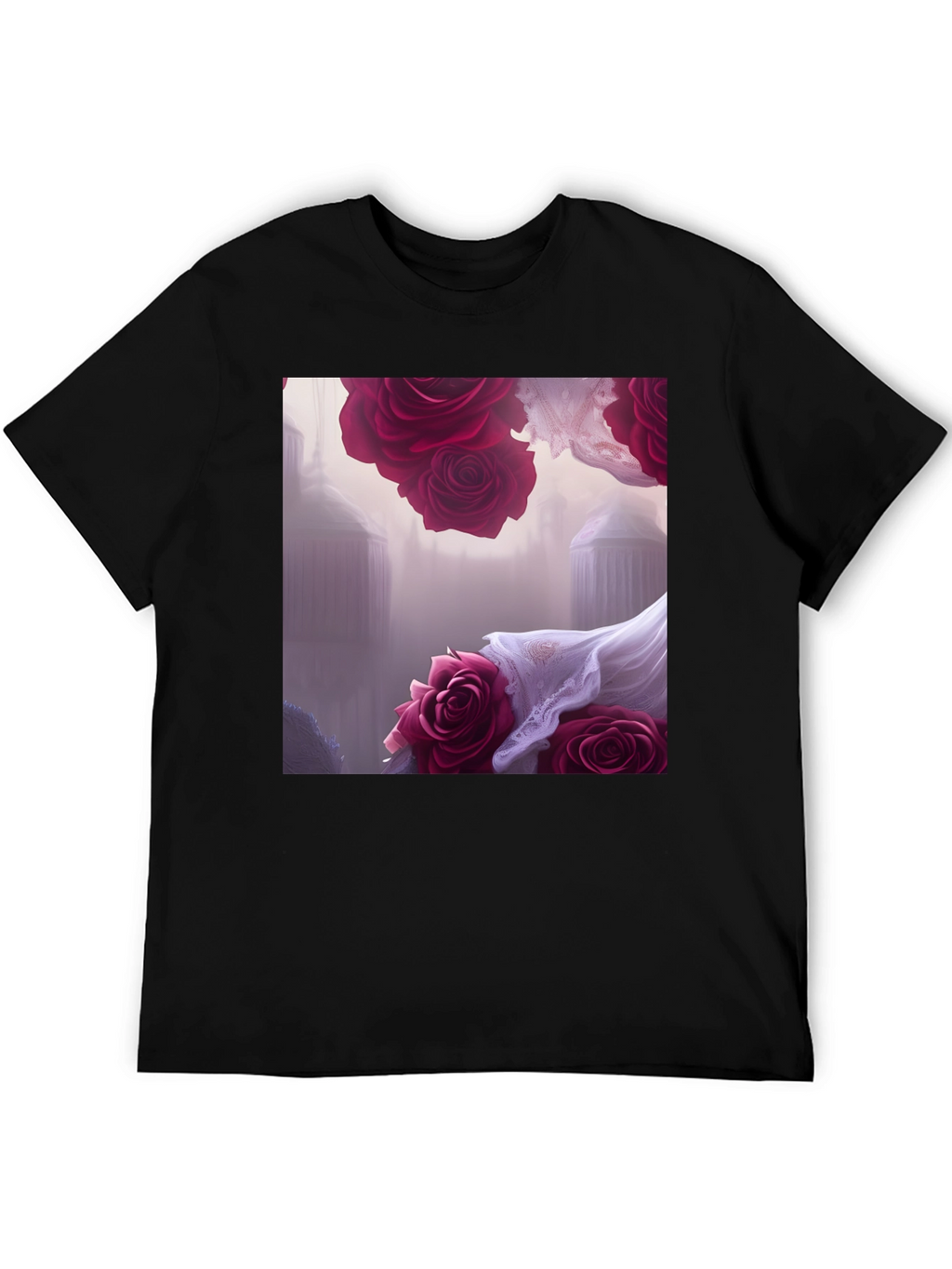 Floral Fantasy T-Shirt - Elegant Rose Design