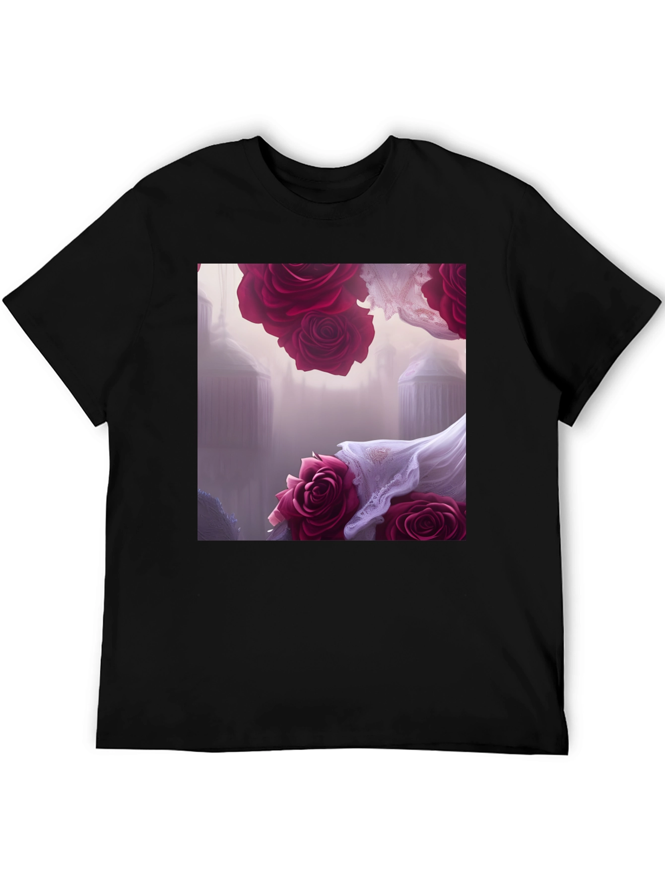 Floral Fantasy T-Shirt - Elegant Rose Design