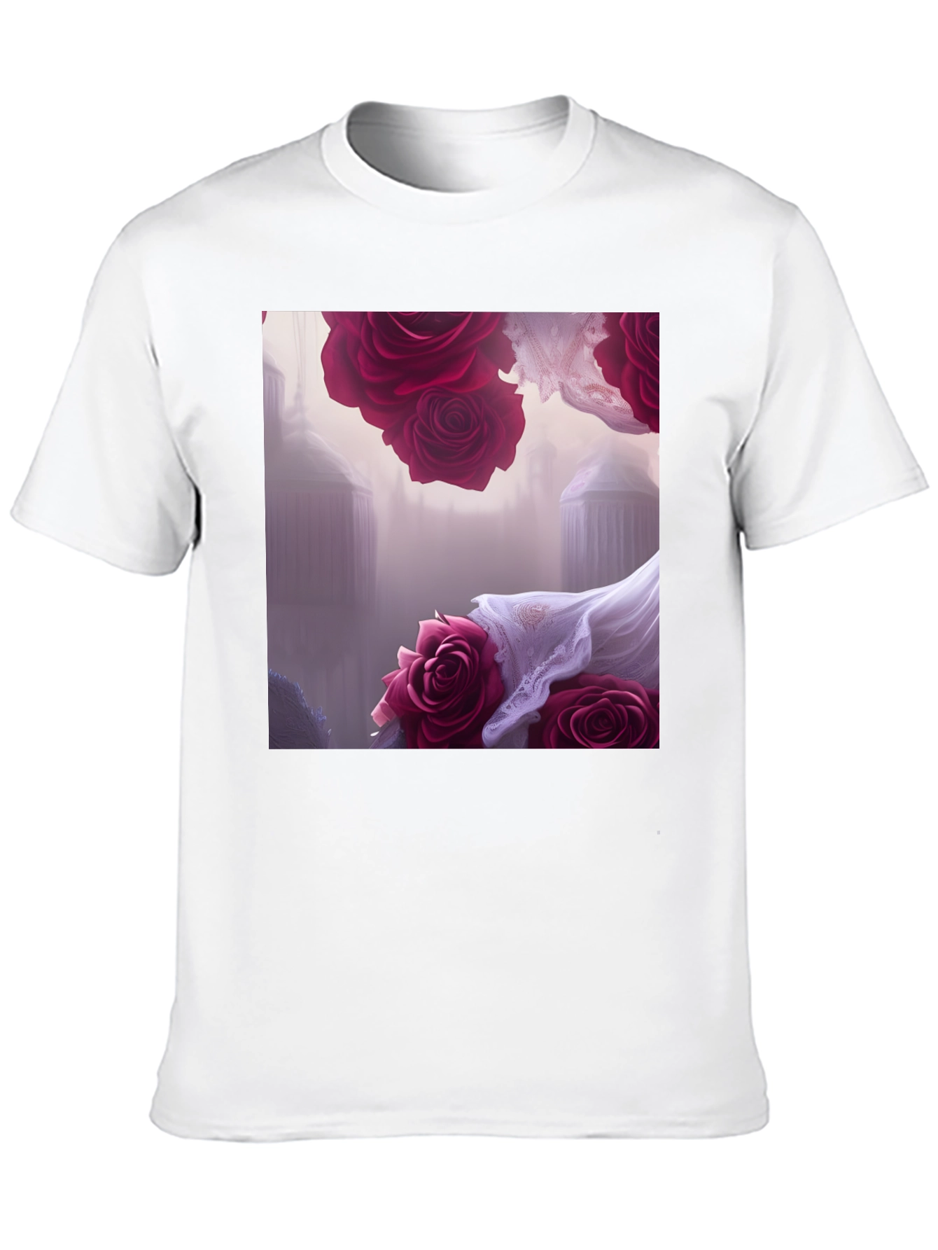 Floral Fantasy T-Shirt - Elegant Rose Design