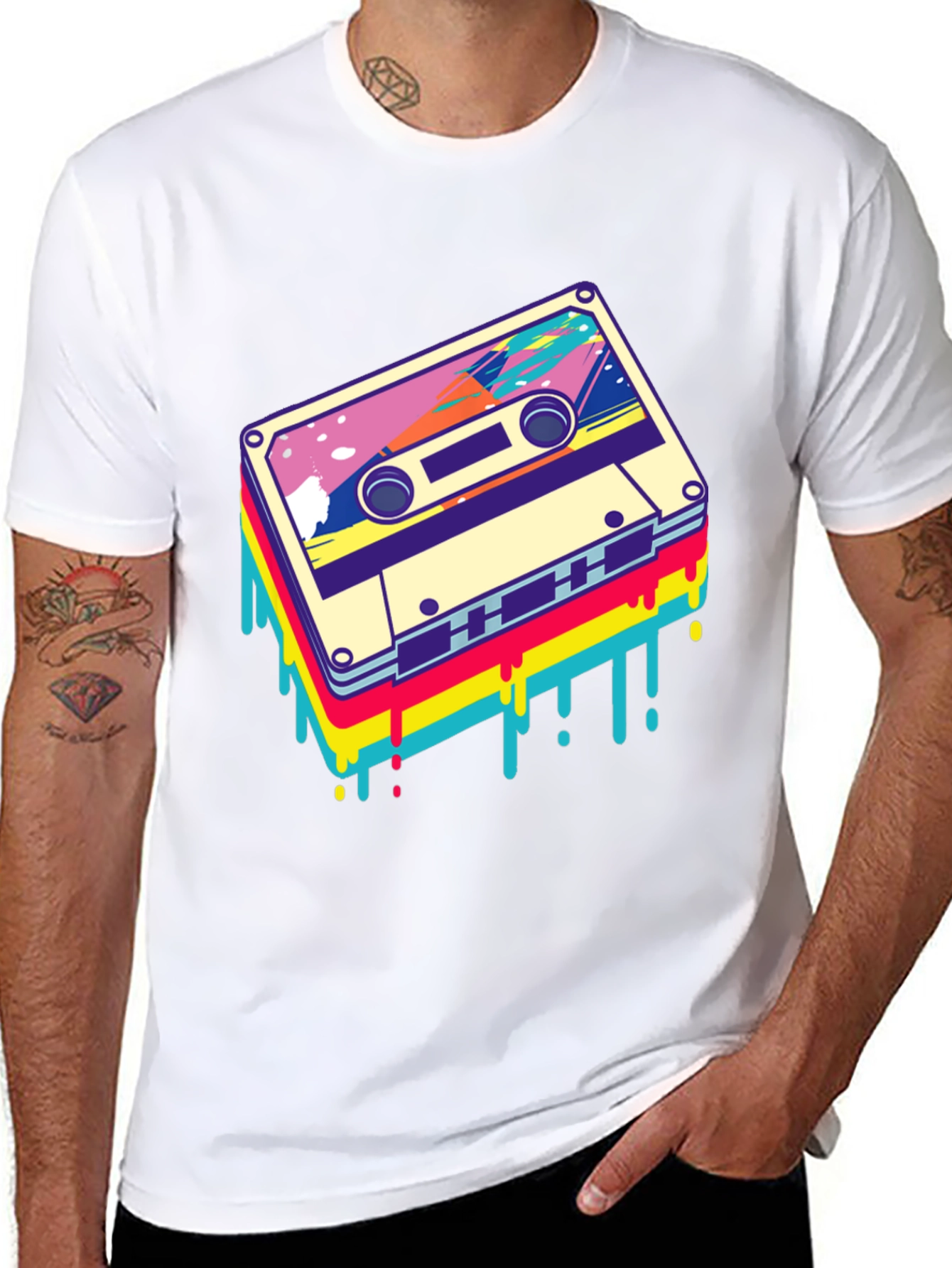 Retro Cassette Tape Graphic Tee - Black
