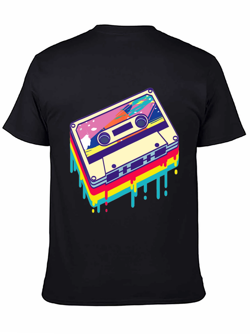 Retro Cassette Tape Graphic Tee - Black