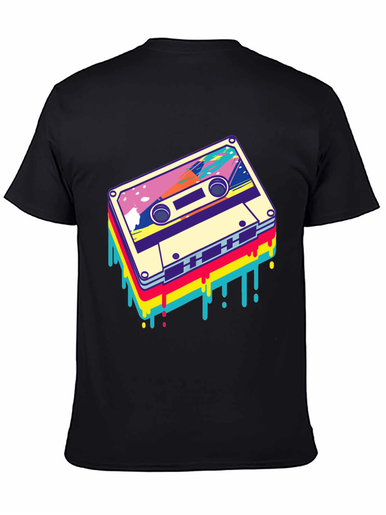 Retro Cassette Tape Graphic Tee - Black