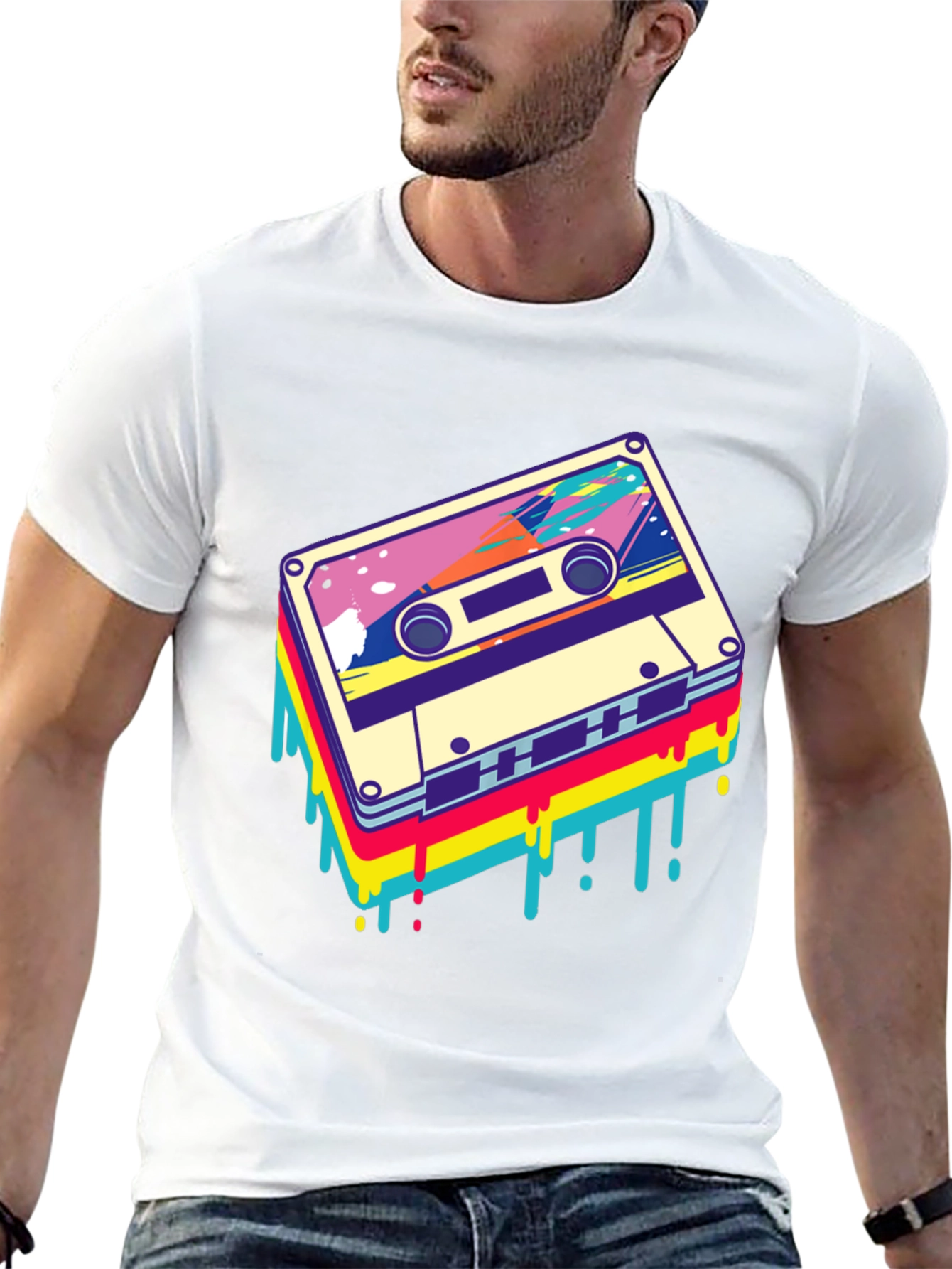 Retro Cassette Tape Graphic Tee - Black