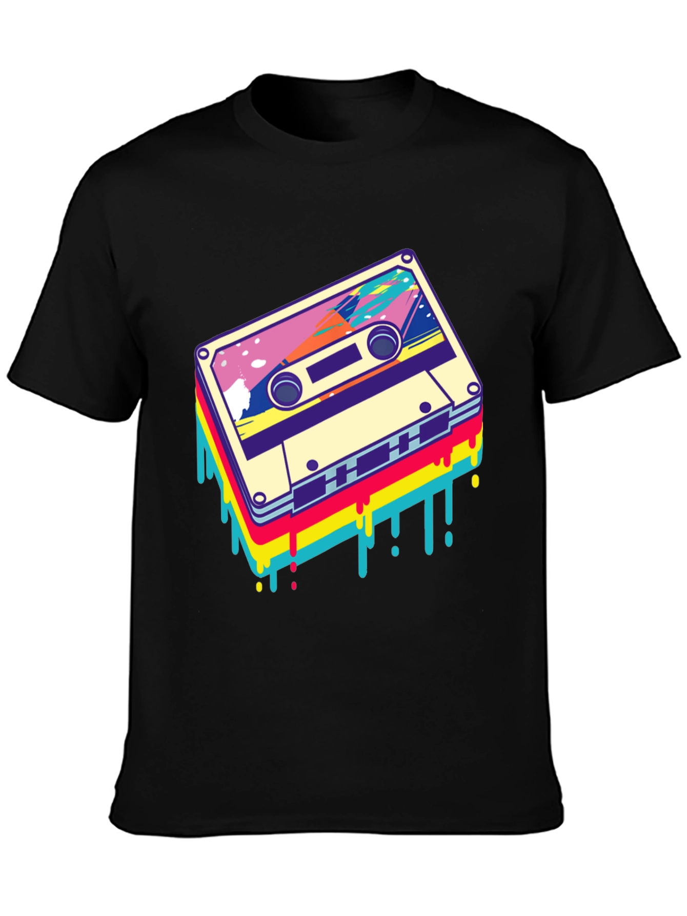 Retro Cassette Tape Graphic Tee - Black