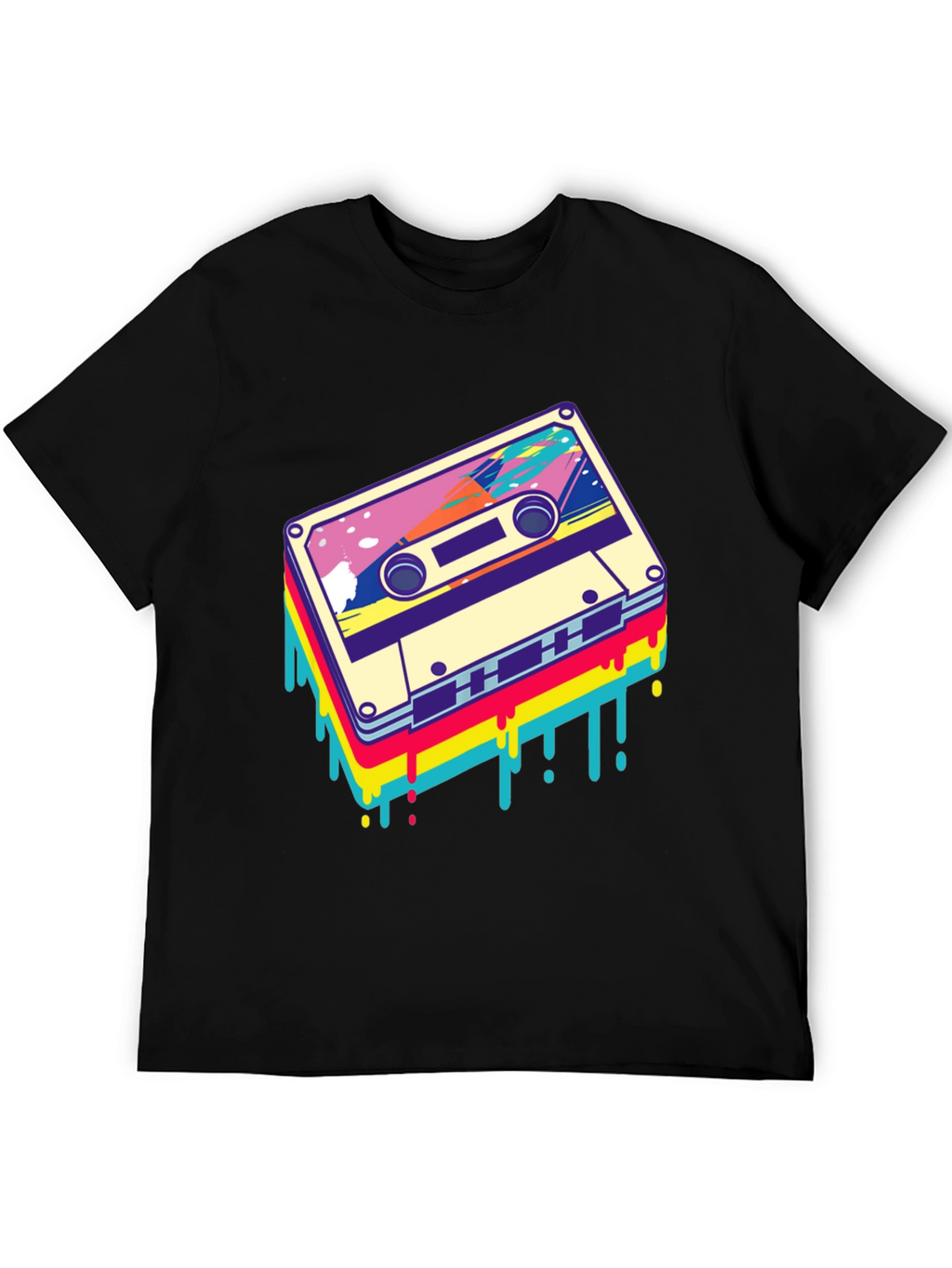 Retro Cassette Tape Graphic Tee - Black