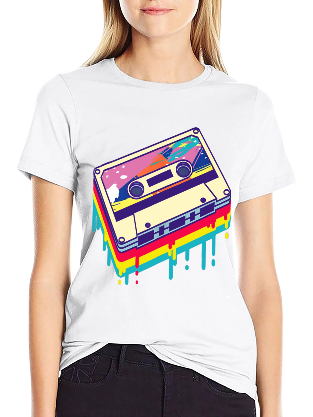 Retro Cassette Tape Graphic Tee - Black