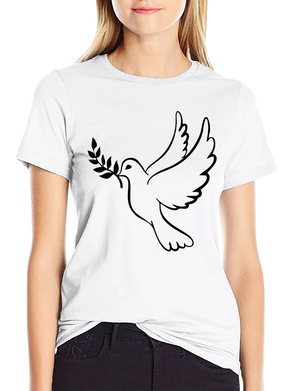 Dove Peace Olive Branch Black Graphic Tee