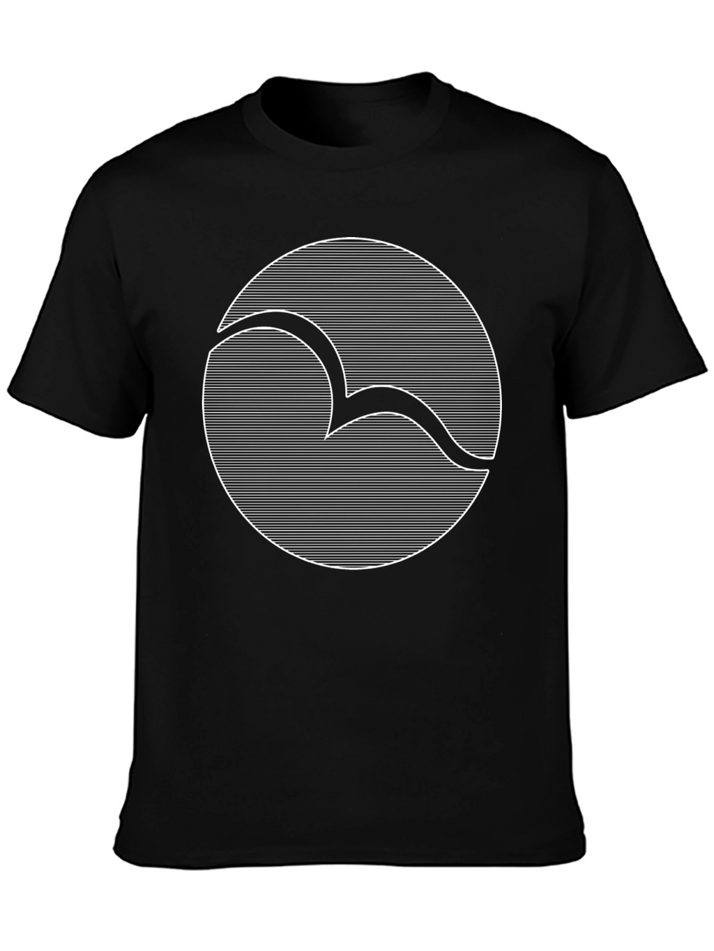 Abstract Bird Line Art Black T-Shirt