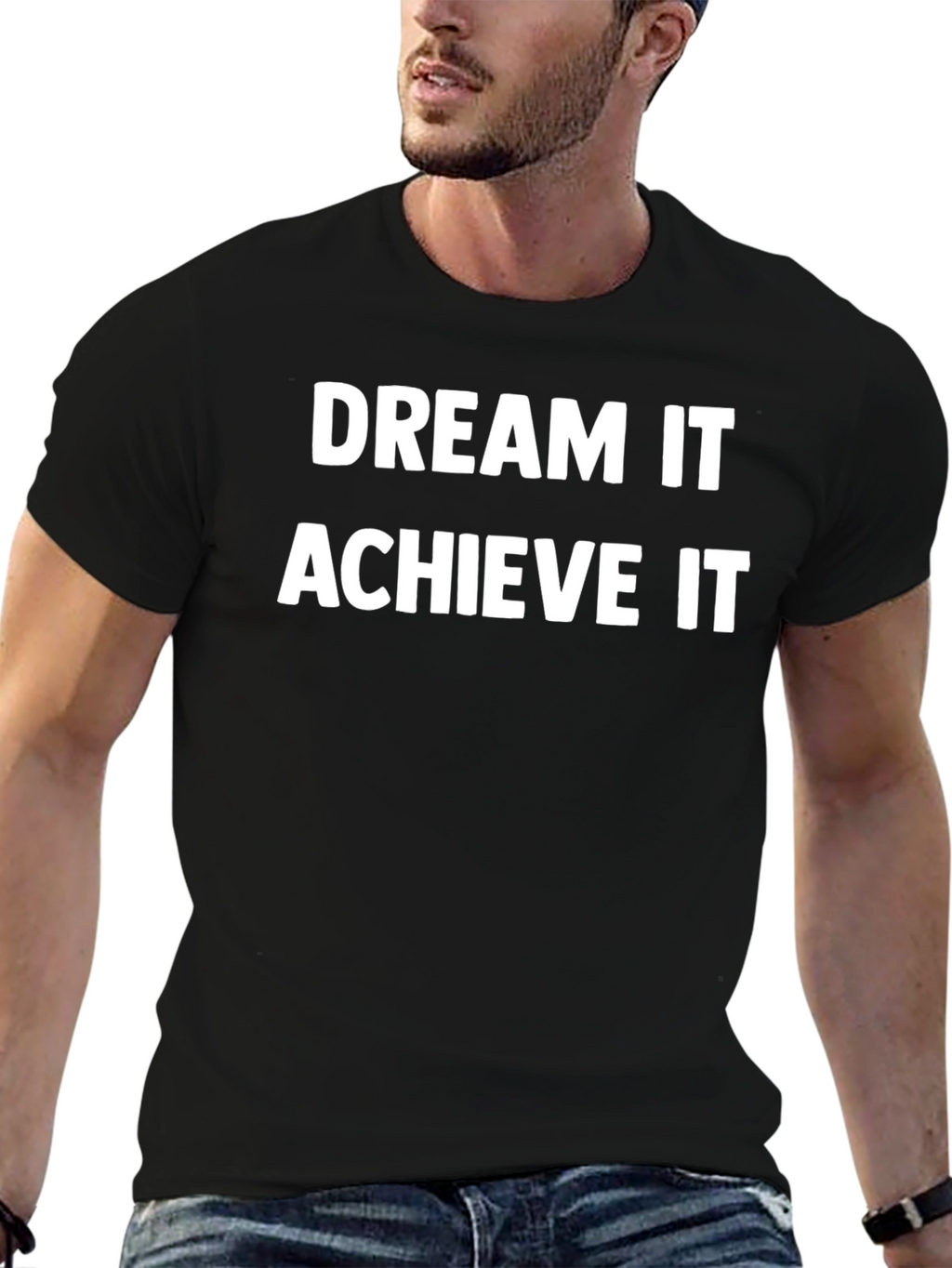 Dream It Achieve It Black Graphic T-Shirt