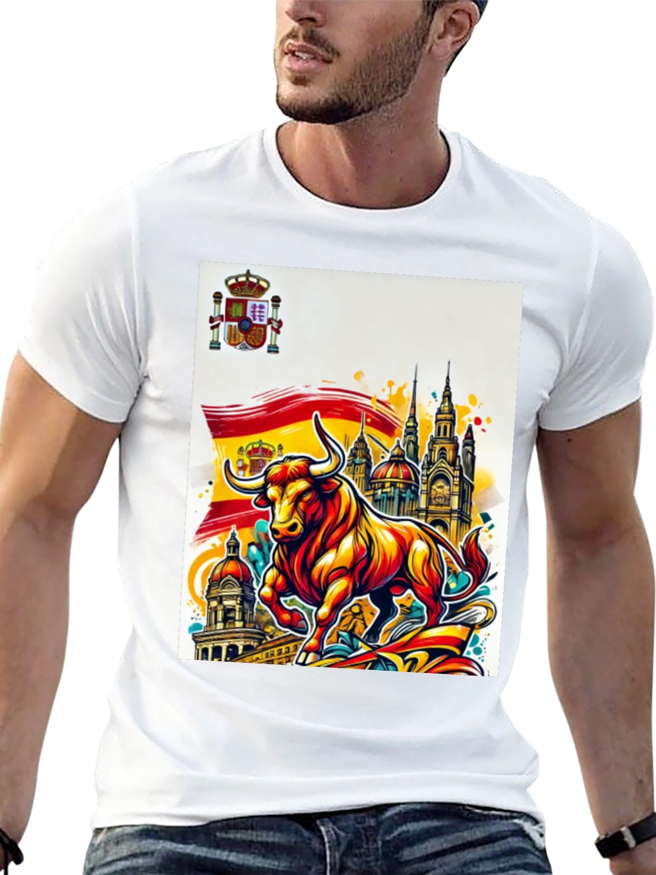 Spain Pride Graphic Tee - Bull Design