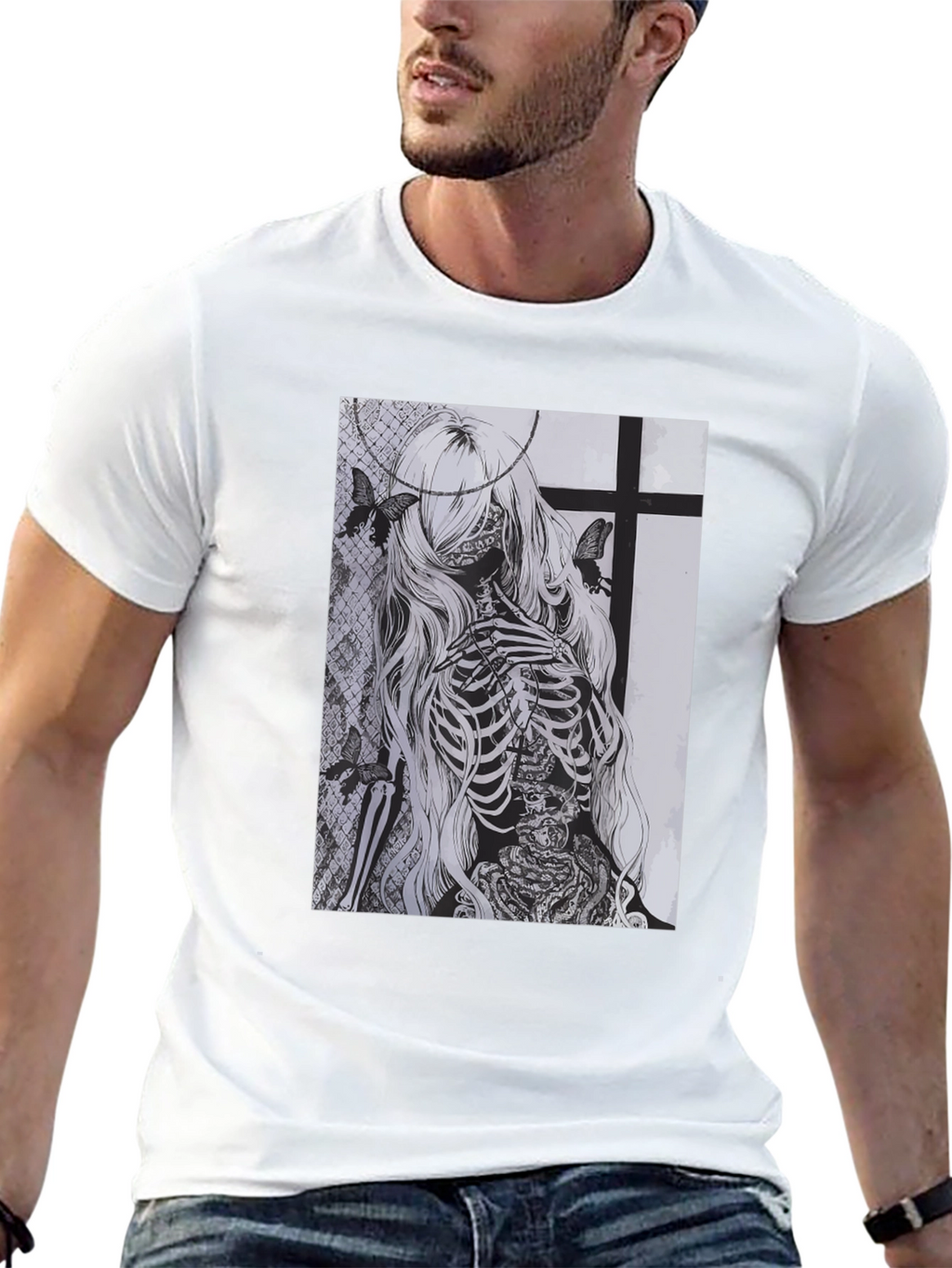Skeleton Butterfly Graphic T-Shirt