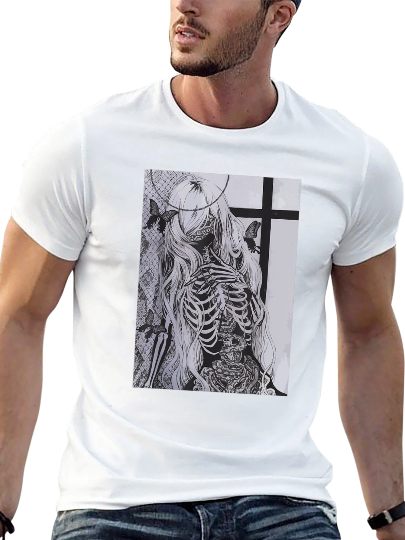 Skeleton Butterfly Graphic T-Shirt