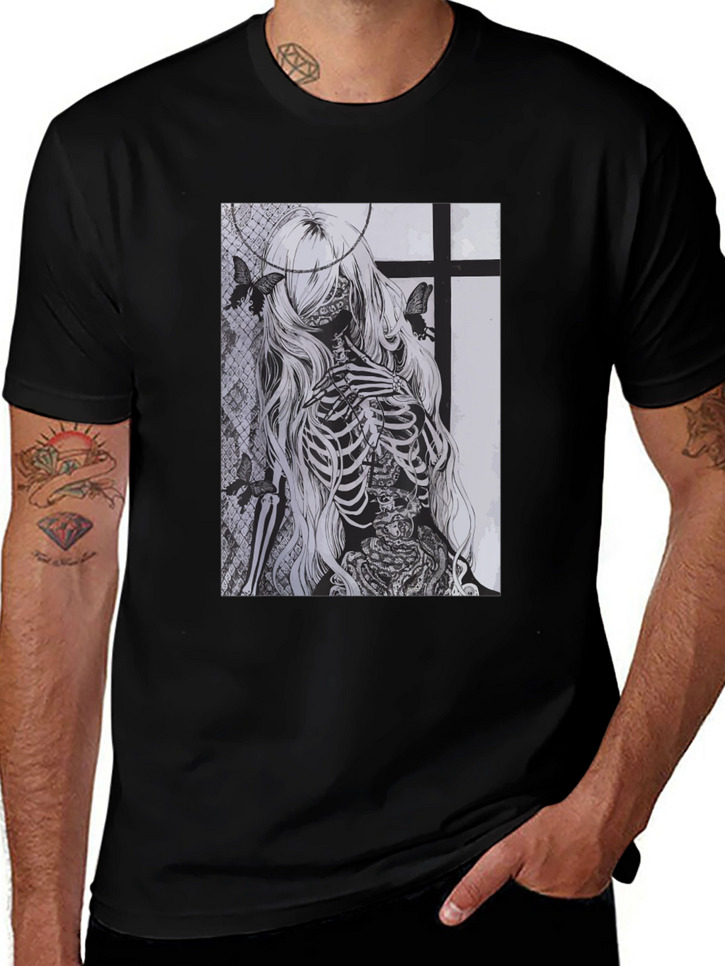 Skeleton Butterfly Graphic T-Shirt